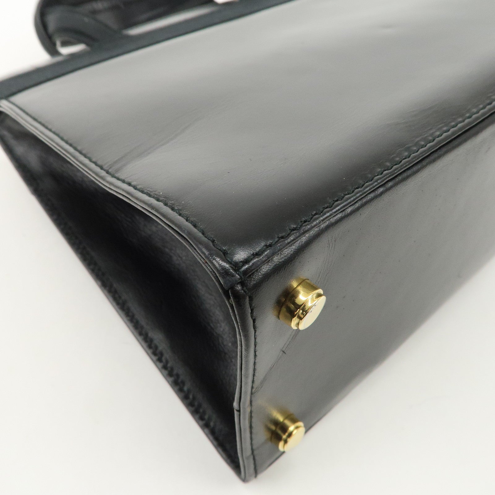 Ferragamo Gancini Leather 2Way Bag Hand Bag Shoulder Bag Black