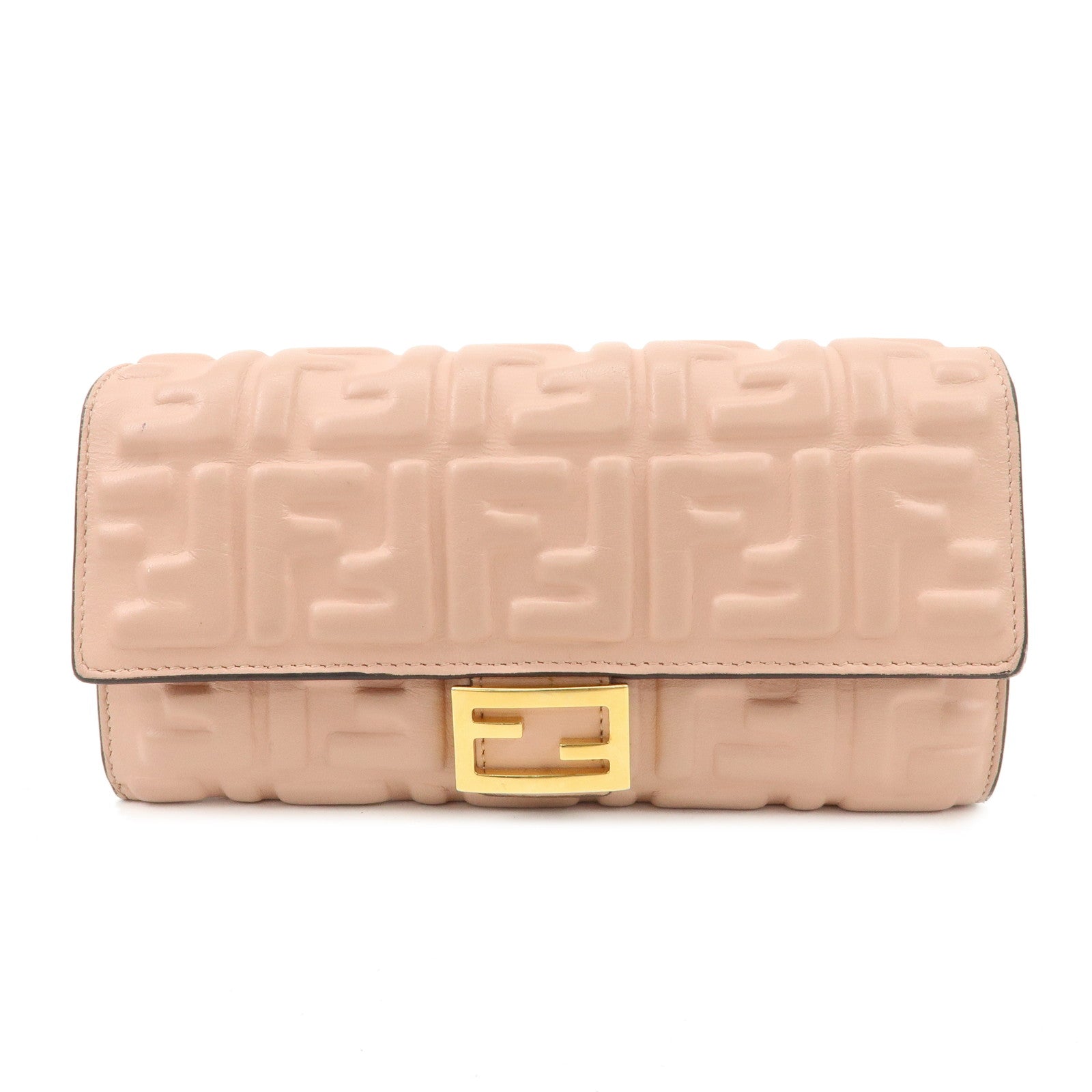 FENDI Zucca Baguette Continental Long Wallet Pink 8M0251 Used