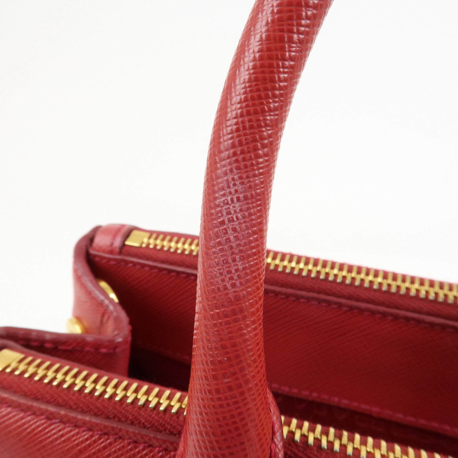 PRADA Triangle Logo Saffiano Leather Galleria 2WAY Bag Red BN1874