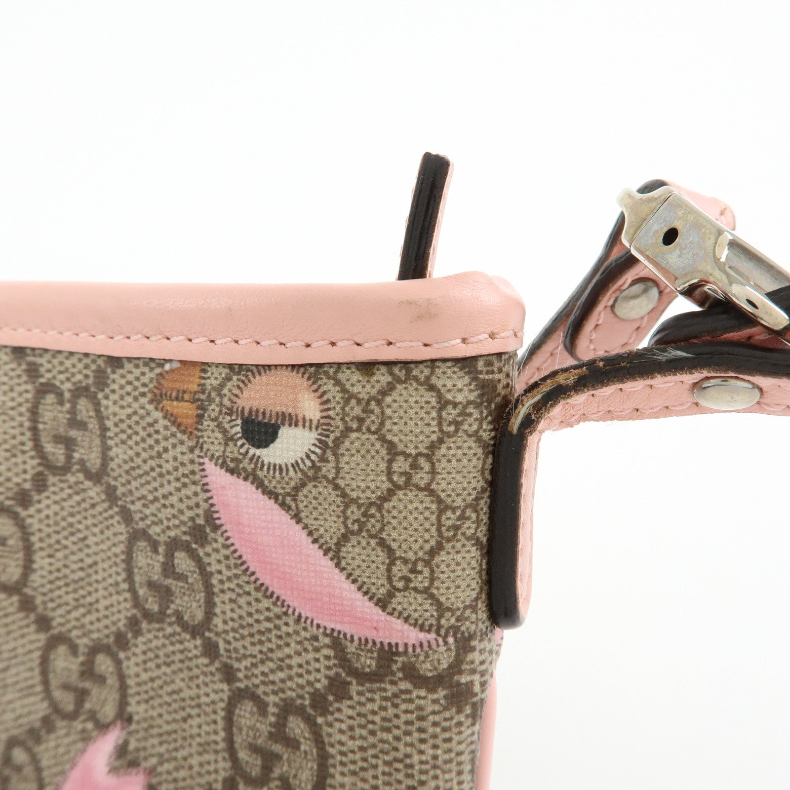 GUCCI Childrens GG Supreme Leather Shoulder Bag Beige Pink 297540