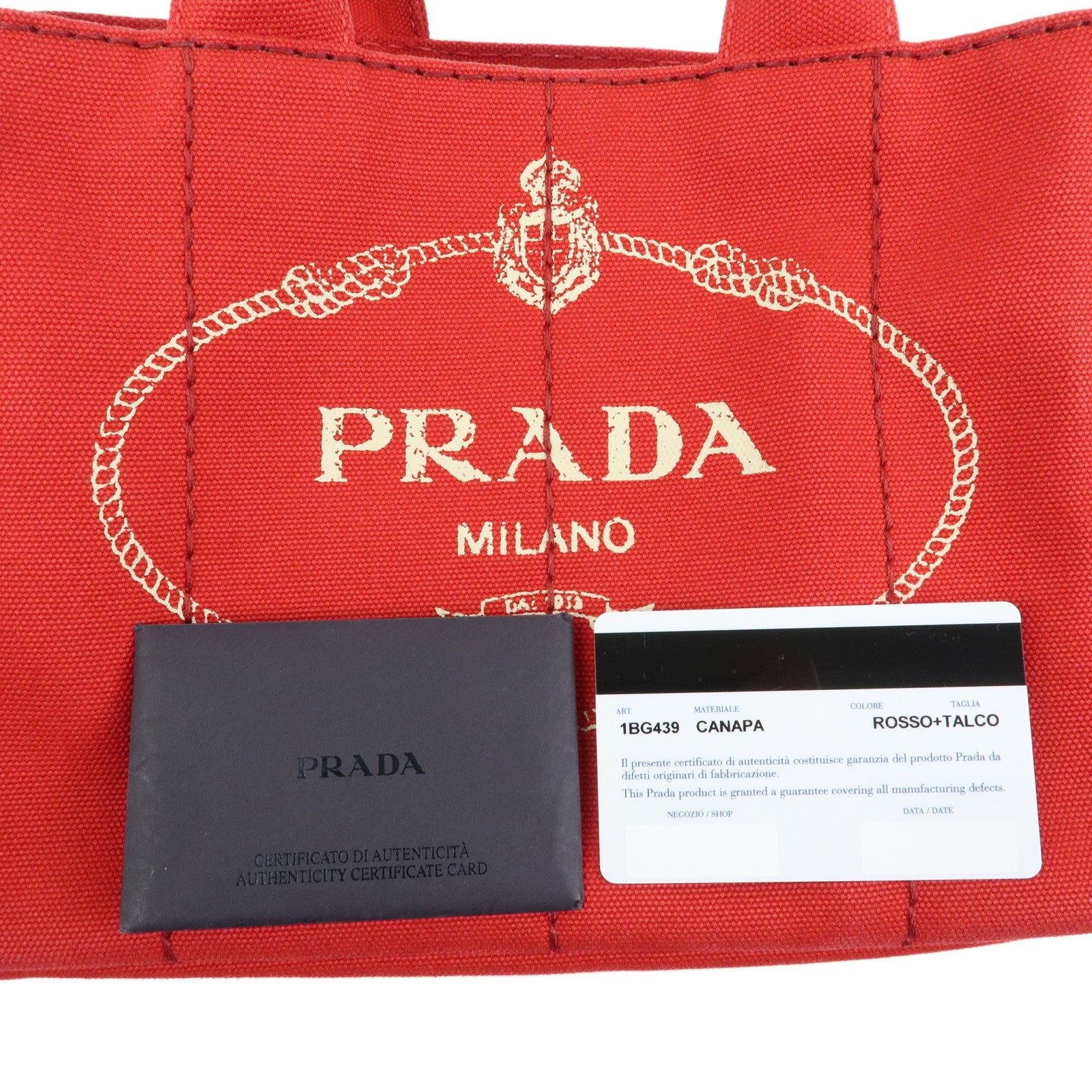 PRADA Canapa Mini Triangle Logo Canvas 2Way Bag Hand Bag Red 1BG439