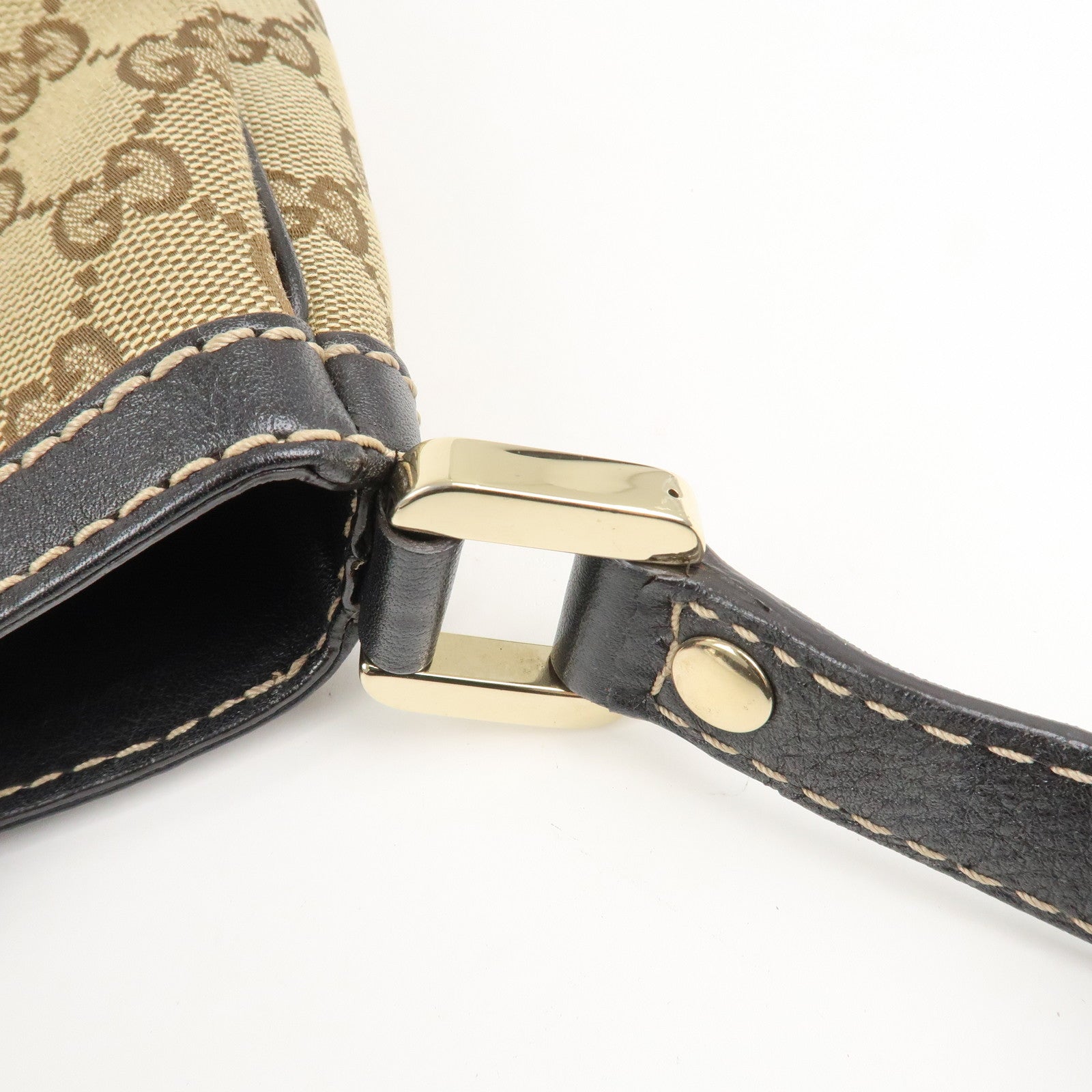 GUCCI Sherry Line GG Canvas Leather Shoulder Bag Beige 233608 Used