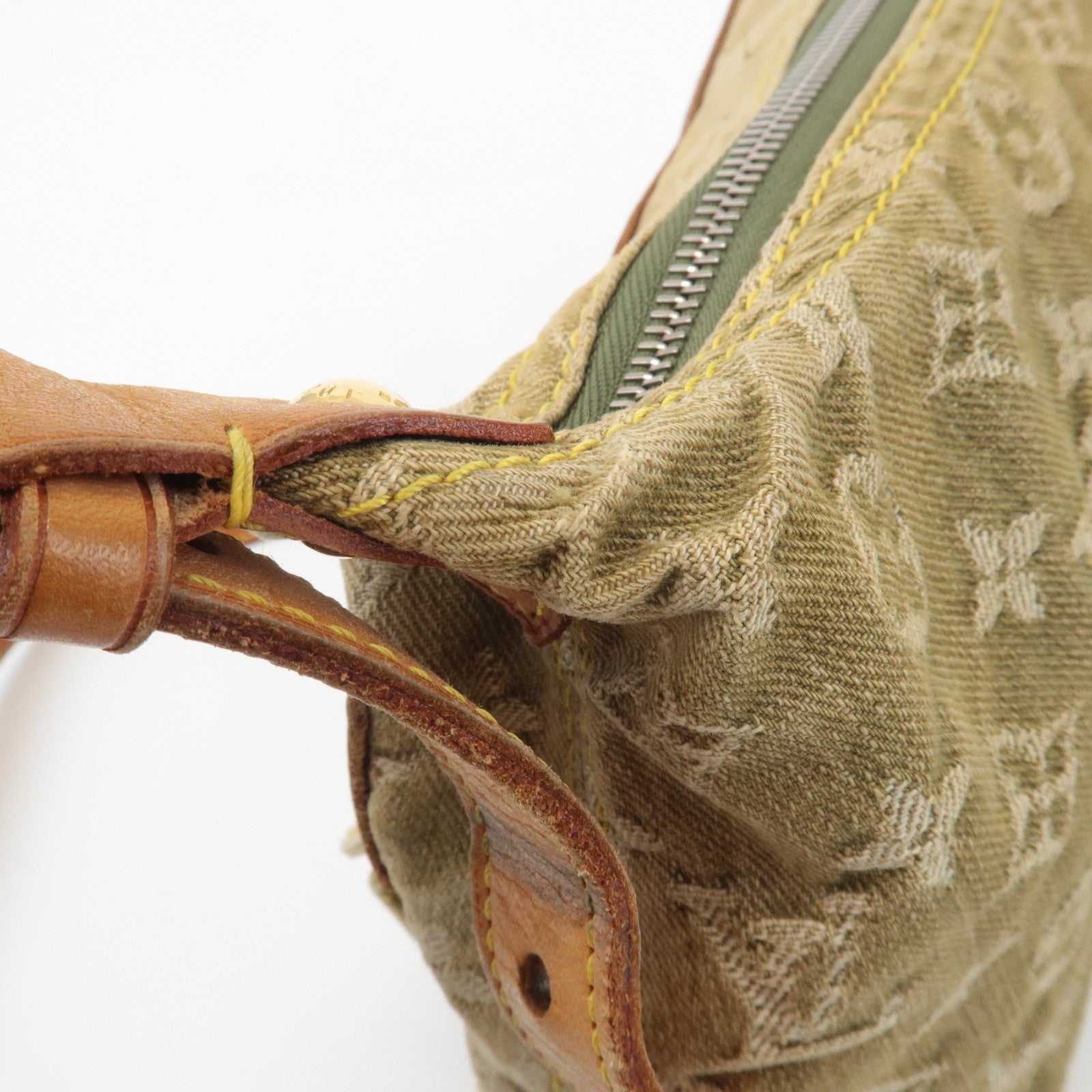 Louis Vuitton Monogram Denim Baggy PM 2Way Shoulder Bag Khaki M95213 Used