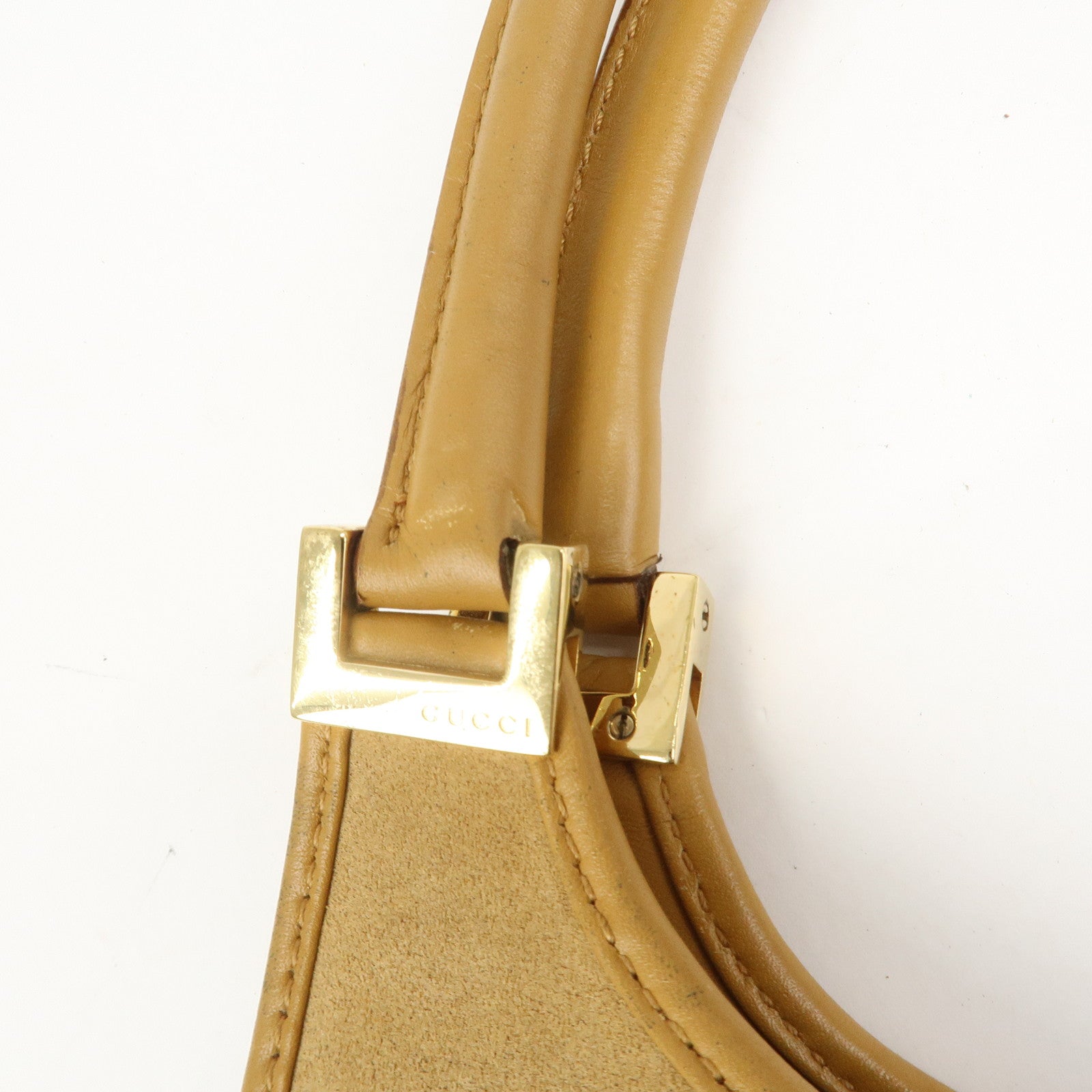 GUCCI Jackie Logo Suede Leather Shoulder Bag Light Brown 002・1068