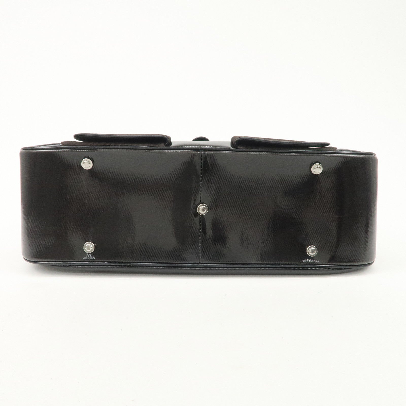 Christian Dior Double Saddle Canvas Patent Leather Hand Bag Used
