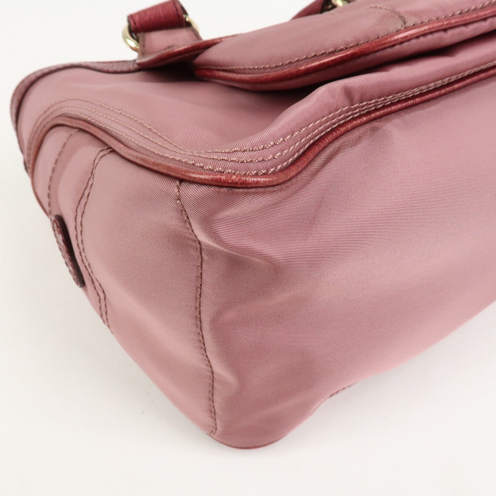 CELINE Logo Nylon Leather Boogie Bag Hand Bag Pink