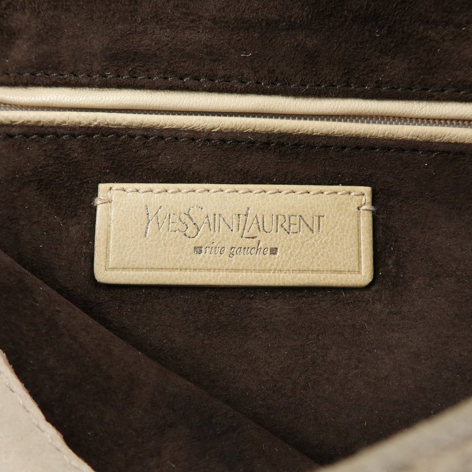 SAINT LAURENT PARIS Nadja Rive Gauche Suede Hand Bag Beige 112930