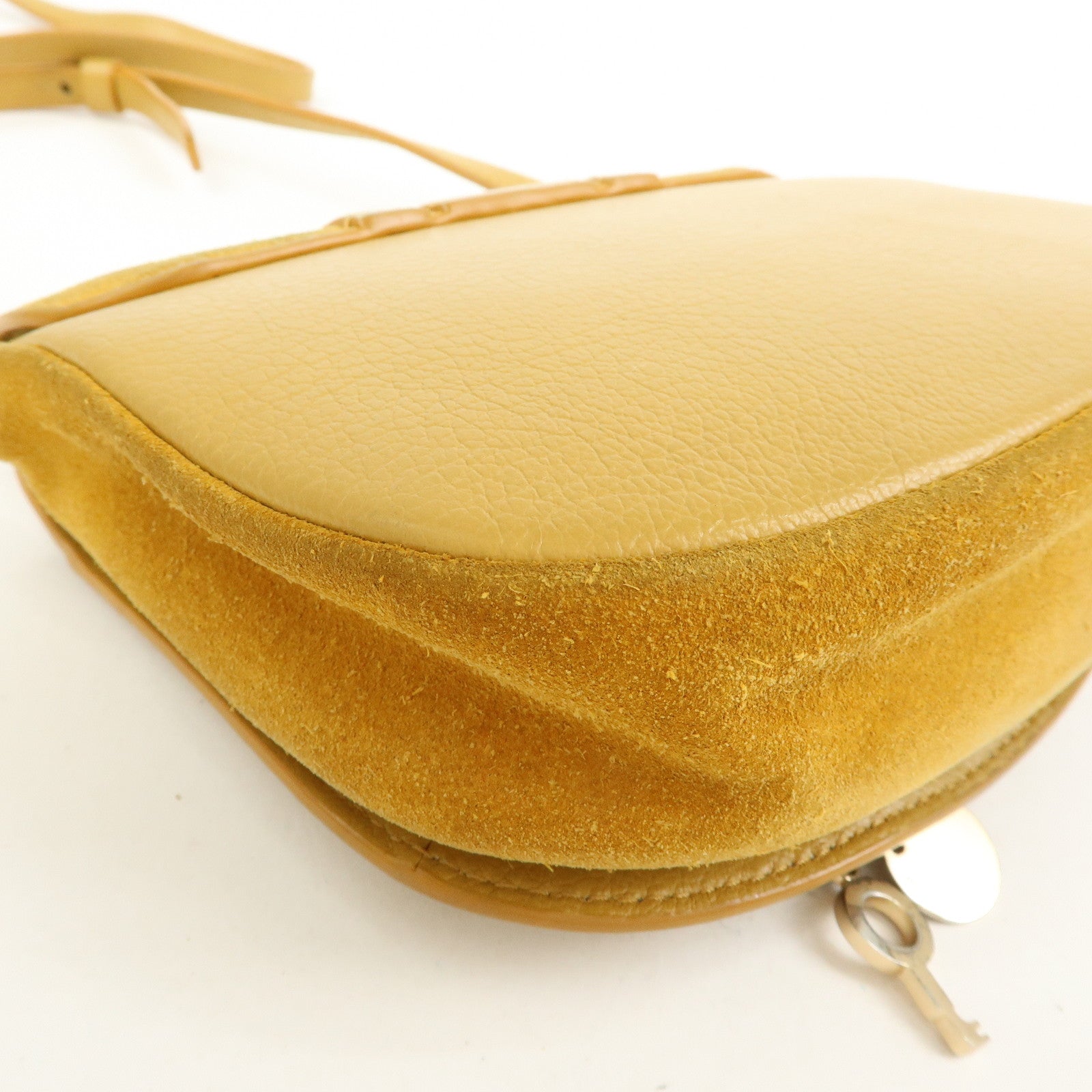 Chloe See by Chloe Suede Joan Leather Shoulder Bag Mustard