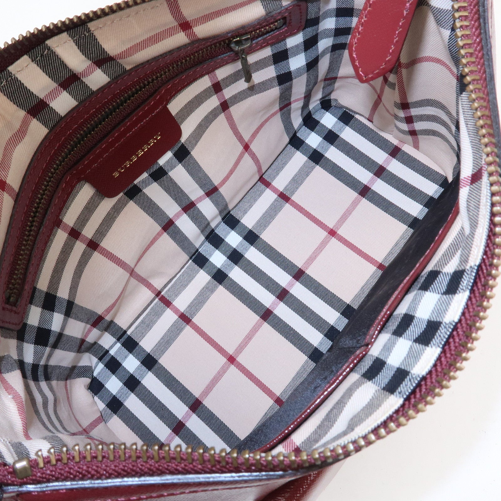 BURBERRY Leather Shoulder Bag Hand Bag Bordeaux Gold HDW