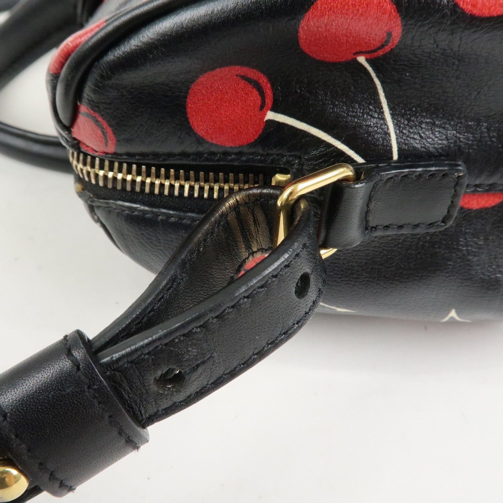 SAINT LAURENT PARIS Baby Duffle Leather Cherry 2Way Hand Bag 330958
