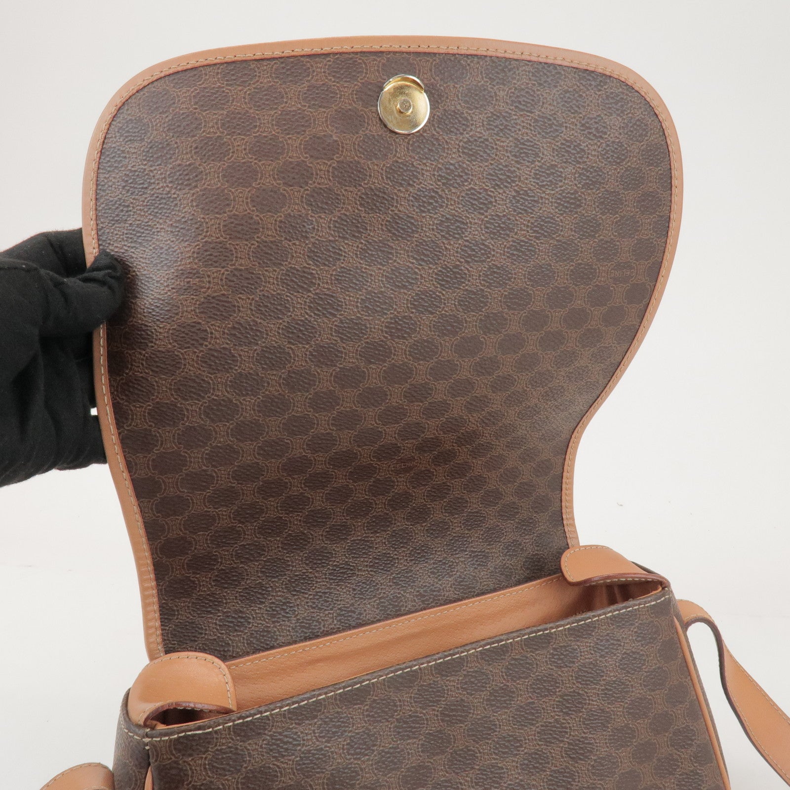 CELINE Macadam PVC Leather Shoulder Bag Crossbody Bag Brown
