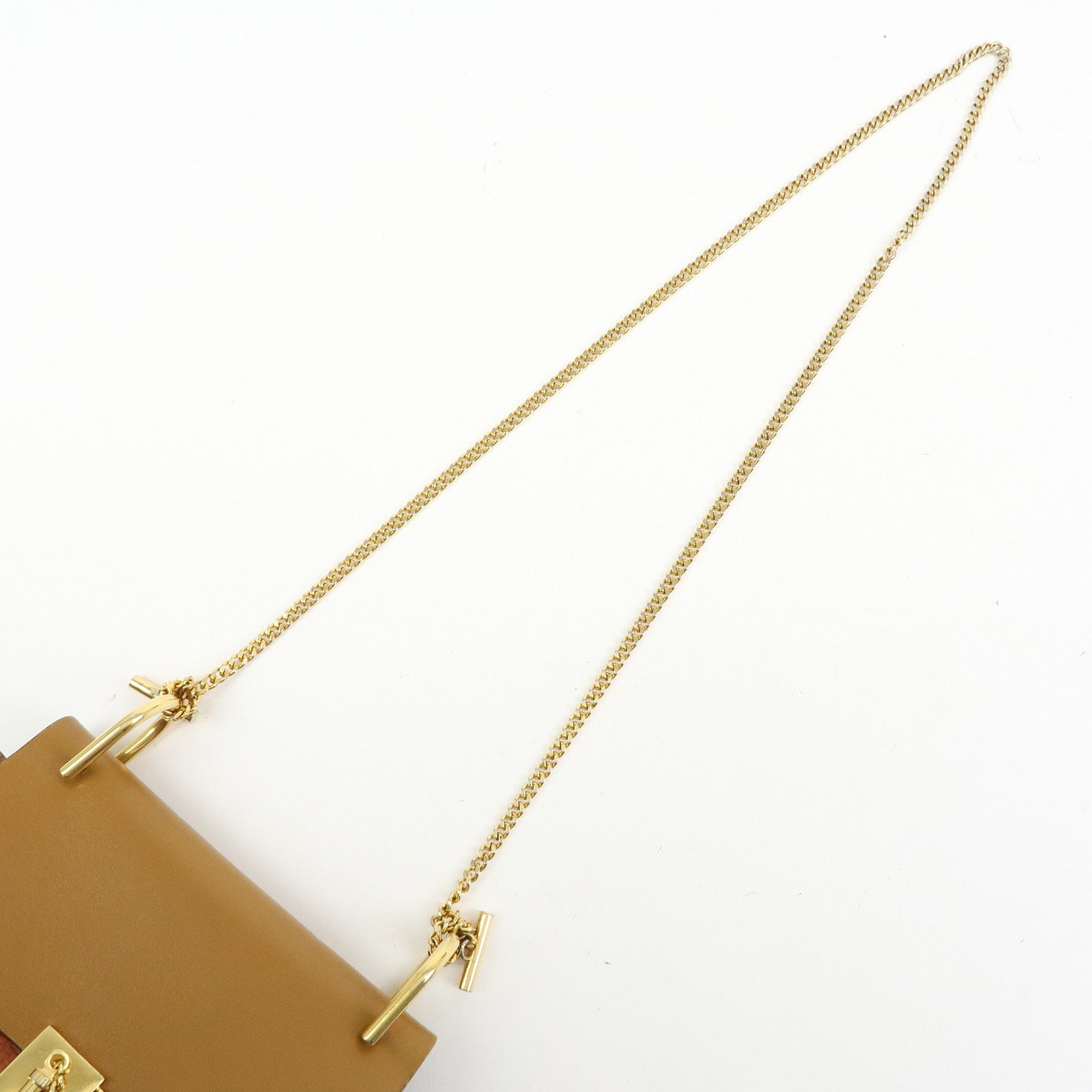 Chloe Drew Leather Chain Shoulder Bag Crossbody Bag Brown Gold