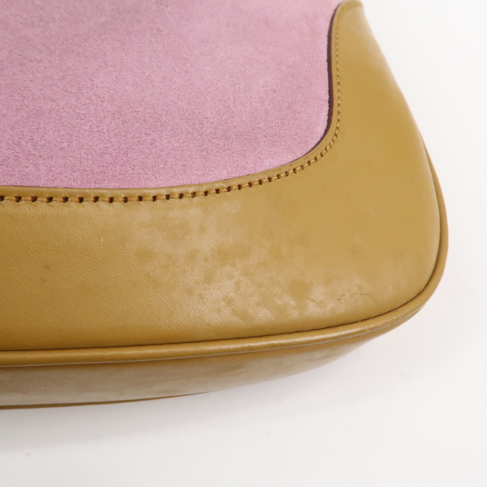 GUCCI Jackie Suede Shoulder Bag Hand Bag Pink Light Brown 001.3306
