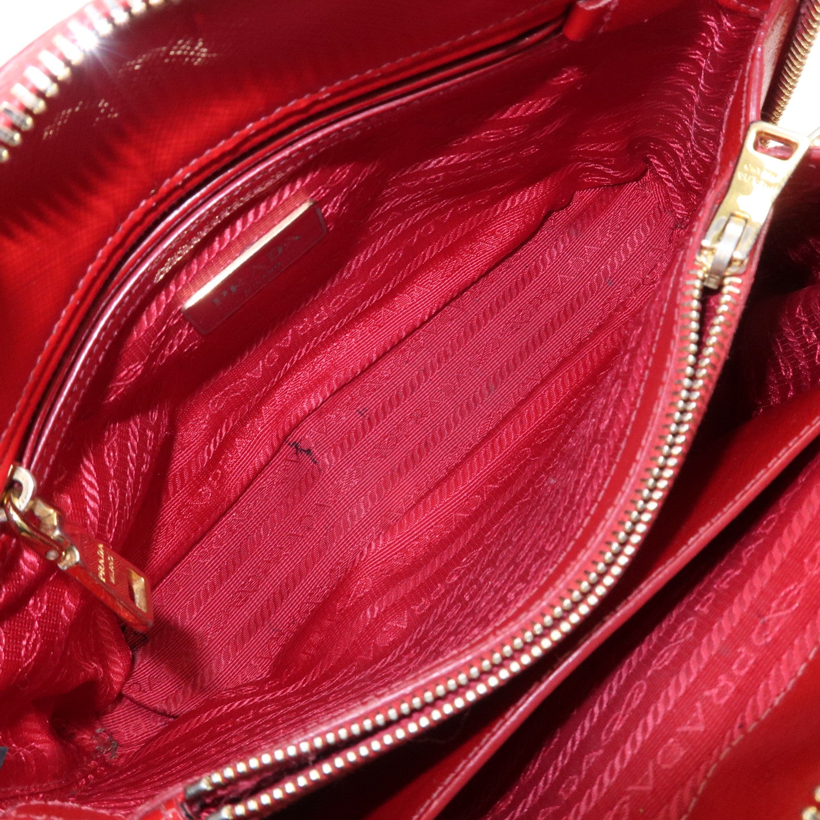 PRADA Promenade Small Leather 2Way Hand Shoulder Bag Red BL0838