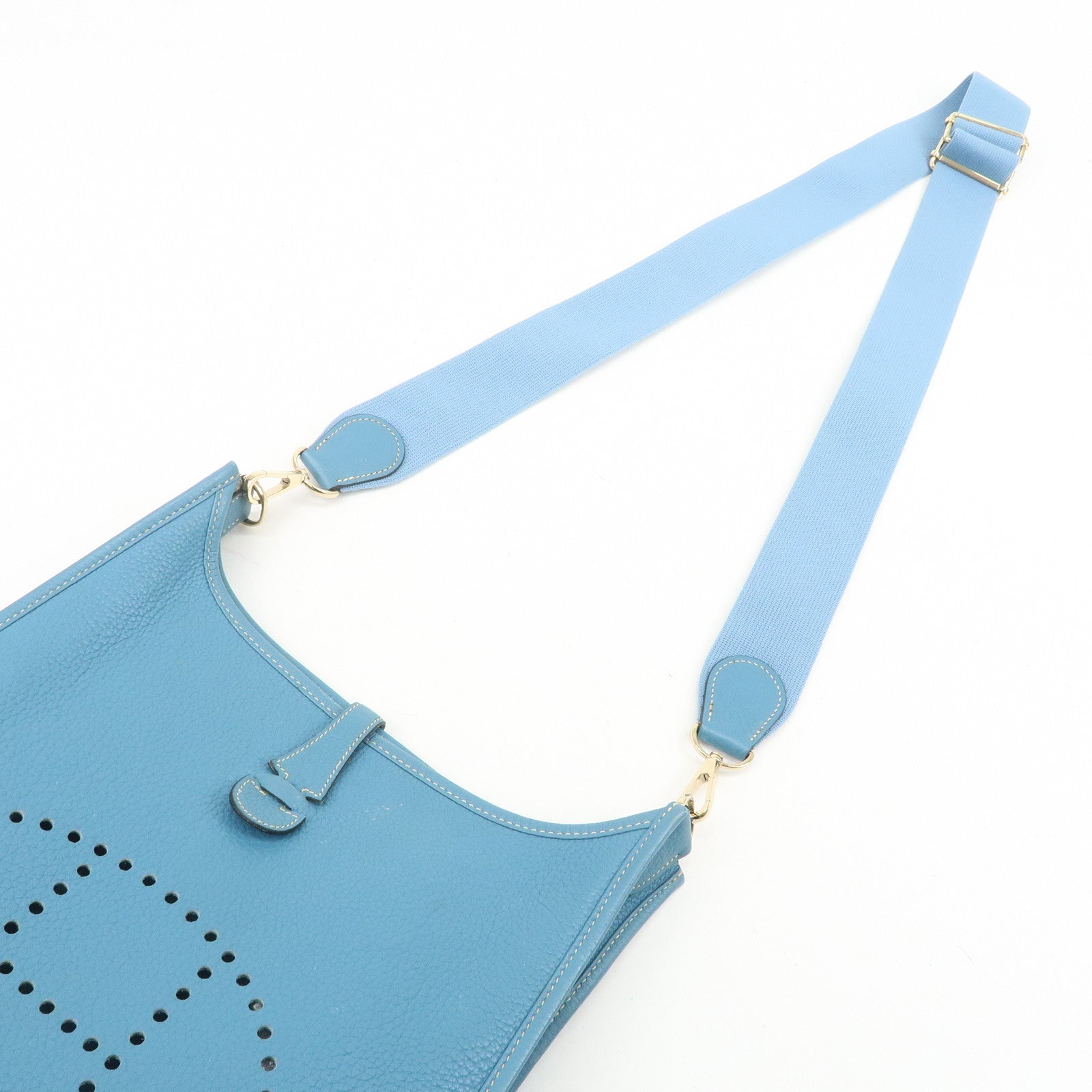 HERMES Taurillon Clemence Canvas Evelyne 3PM L Stamped Shoulder Bag