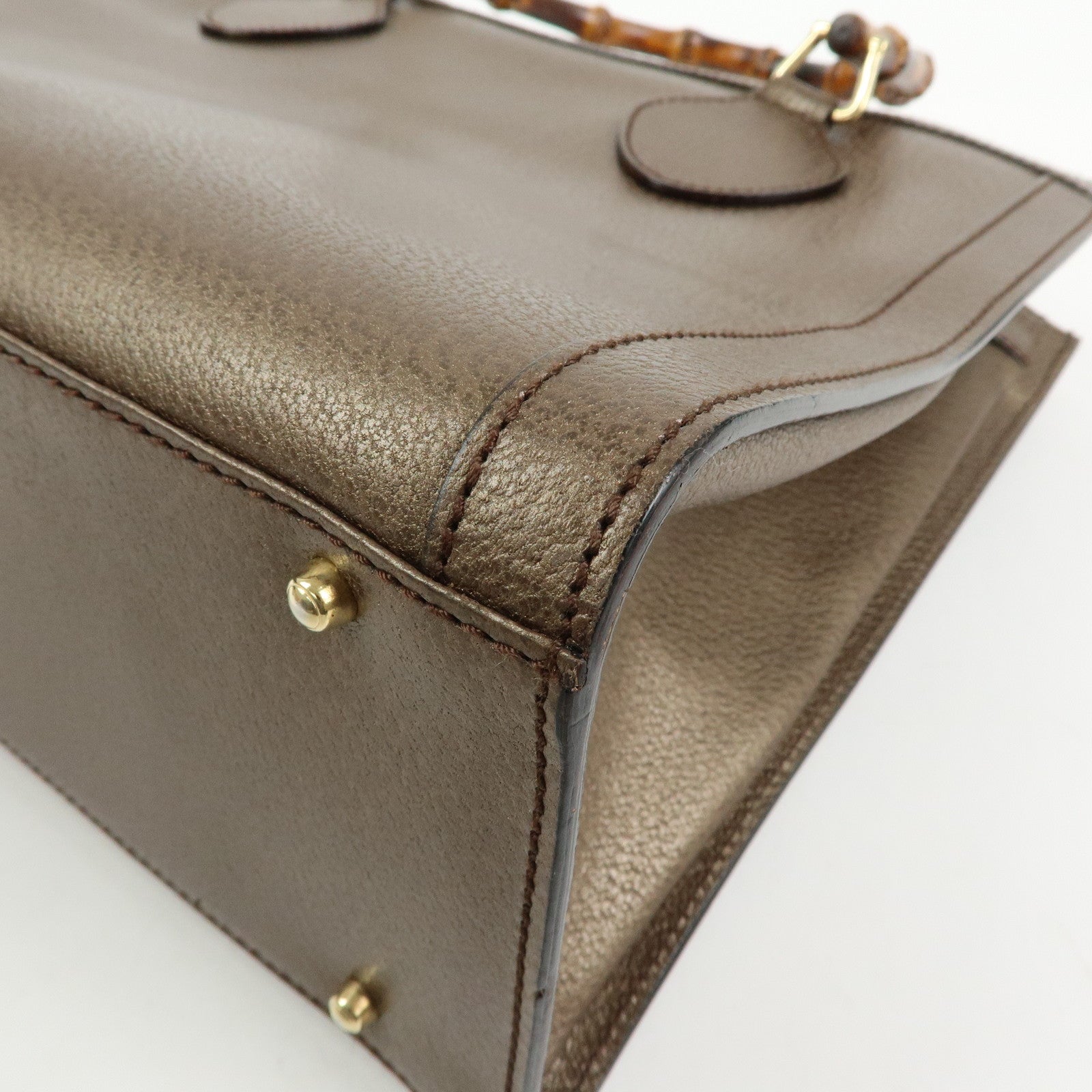 GUCCI Calf Leather Tote Bag Hand Bag Brown 002・1998・0260