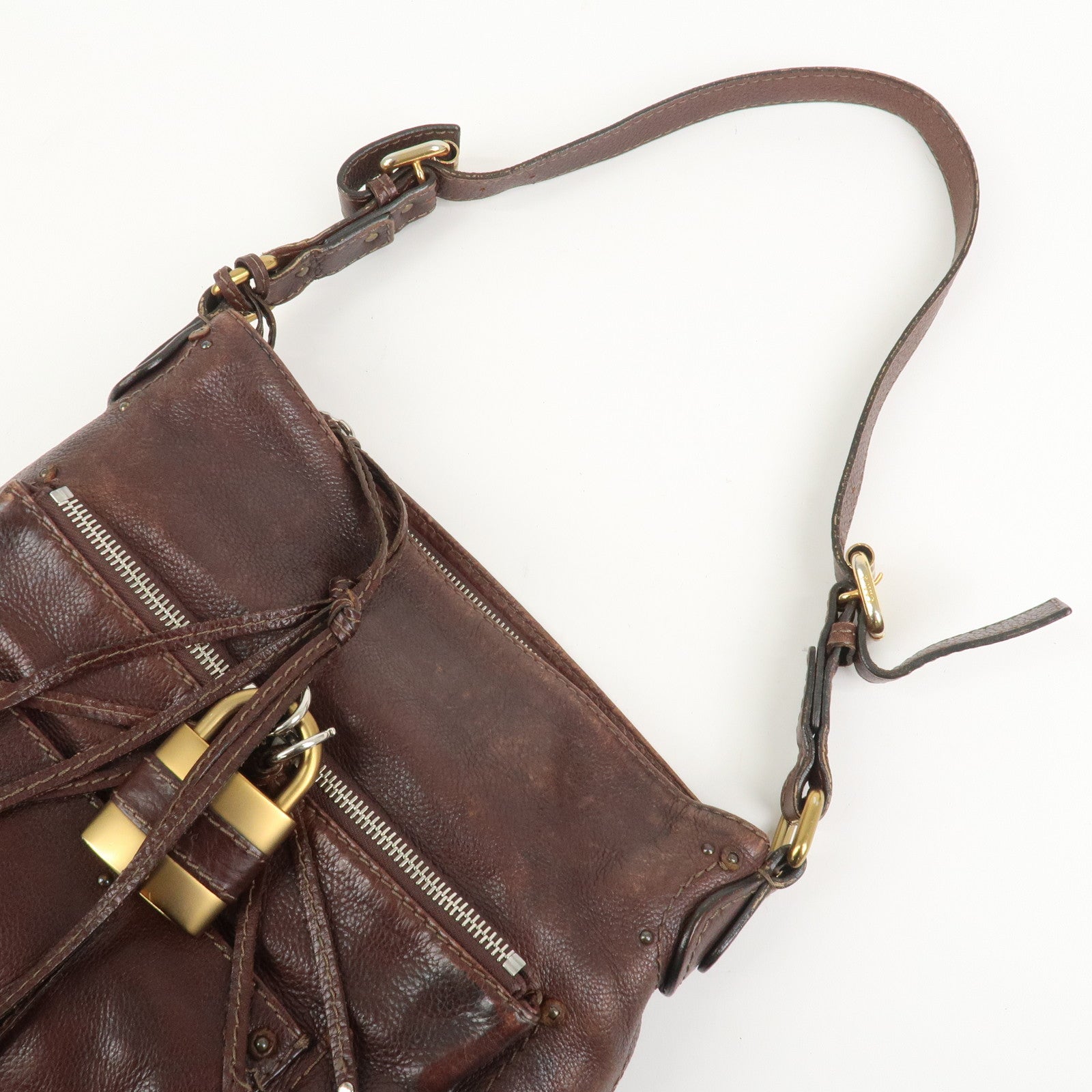 Chloe Paddington Leather Shoulder Crossbody Bag Brown