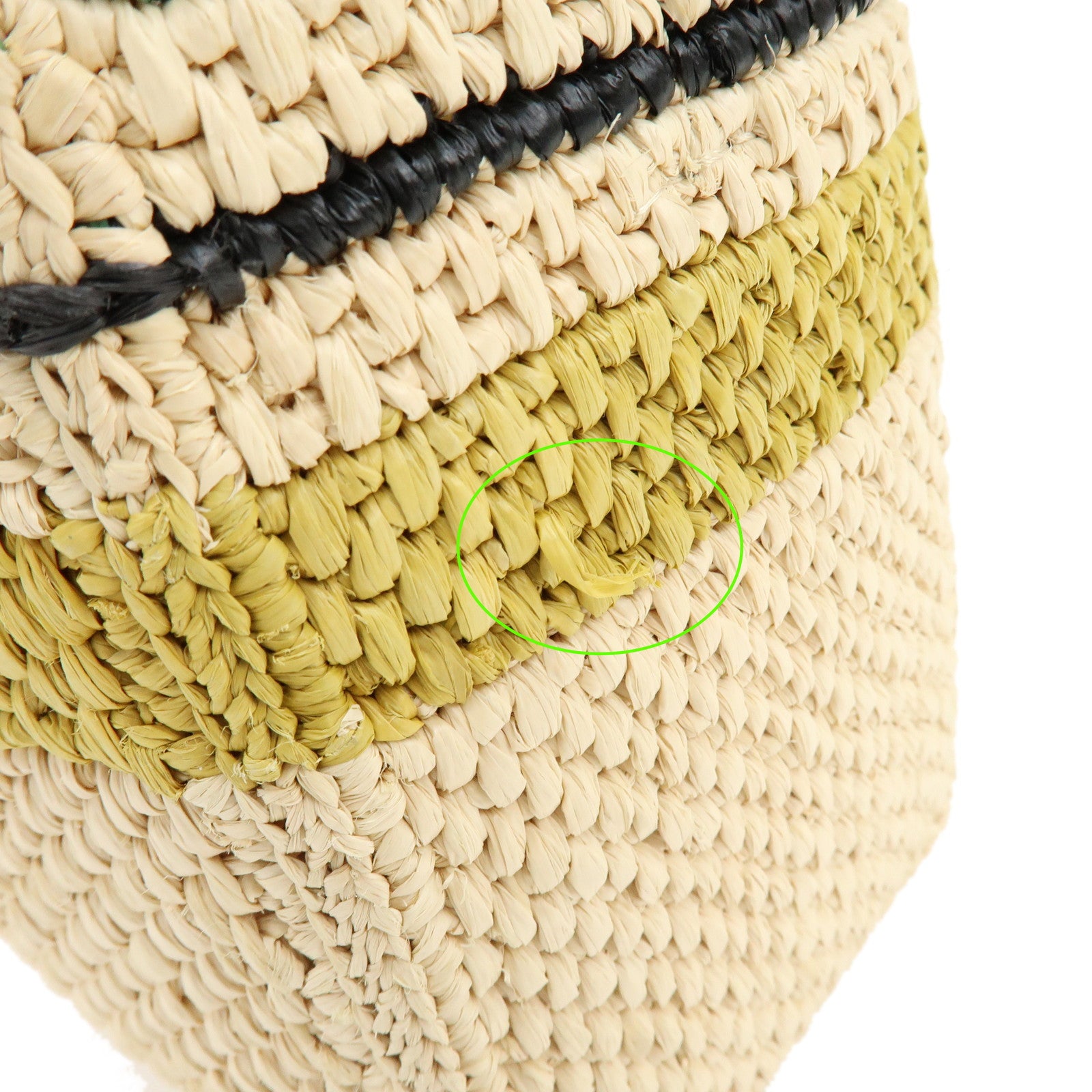LOEWE Raffia Leather 2Way Hand Bag Shoulder Bag Natural Black Green