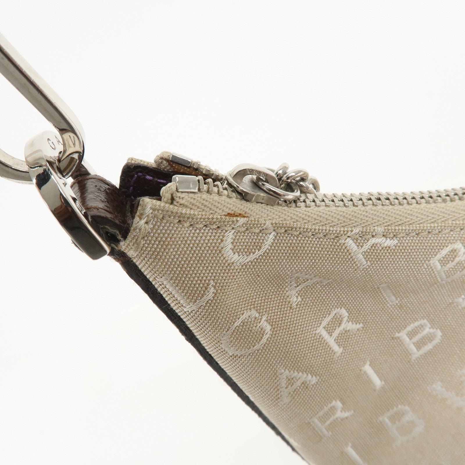 BVLGARI Logomania Canvas Leather Shoulder Bag Hand Bag Beige Brown