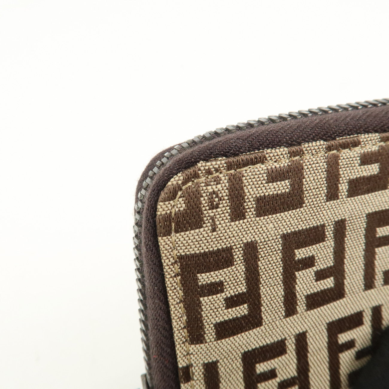 FENDI Zucca Canvas Leather 6 Ring Zippy Key Case Beige 8AP000