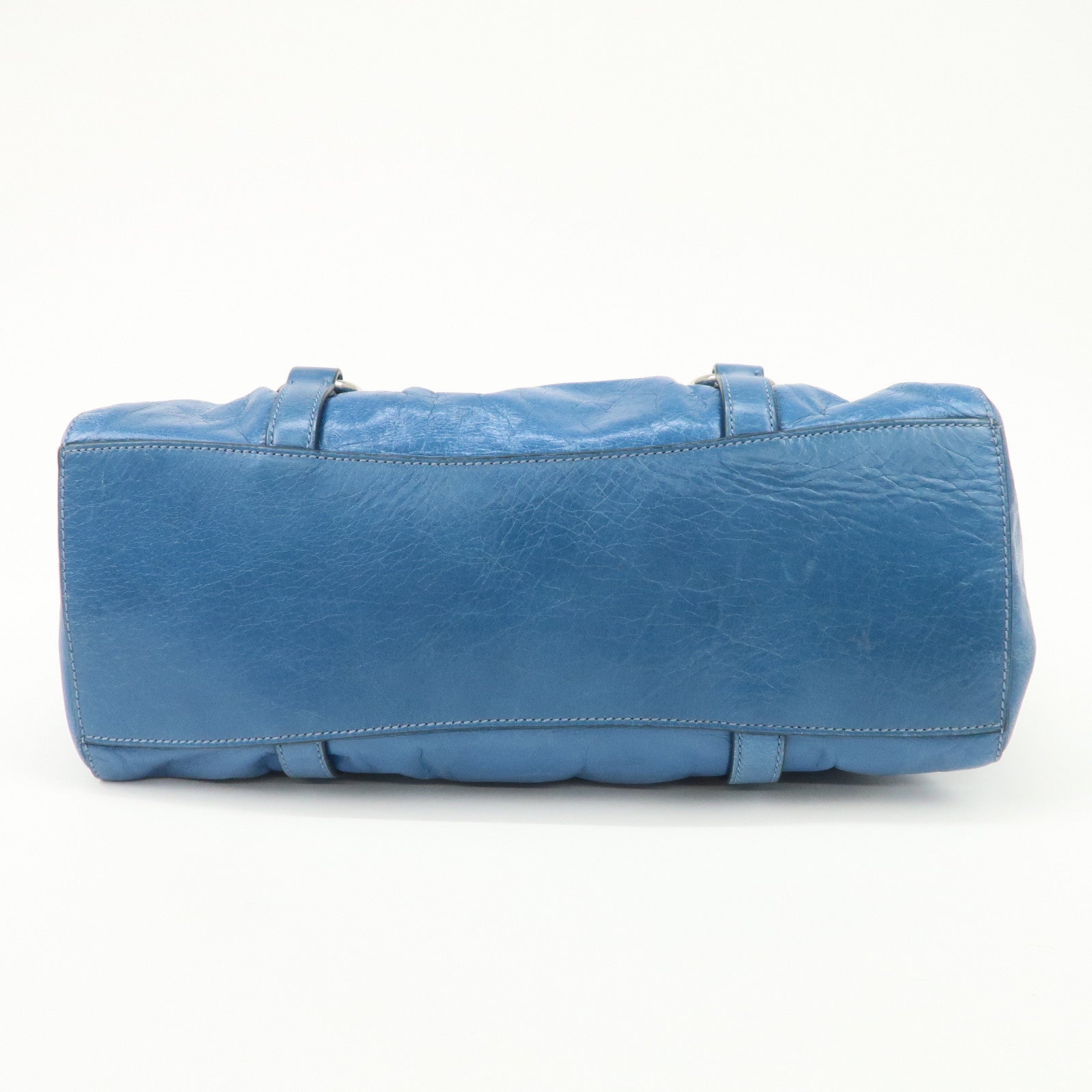 MIU MIU Leather 2Way Bag Shoulder Bag Hand Bag Blue RT0383
