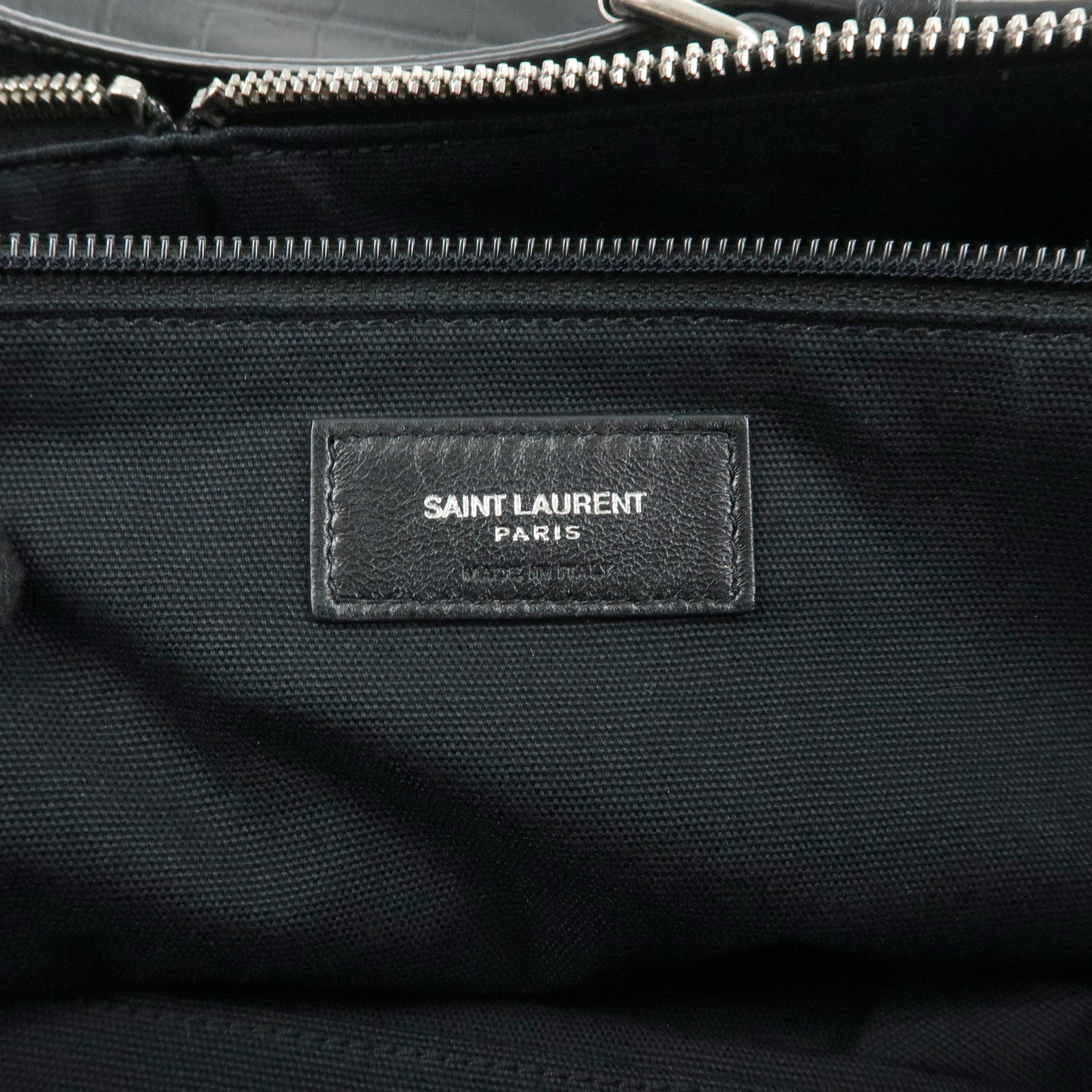SAINT LAURENT PARIS Embossed Leather 2Way Shoulder Bag Black 504873