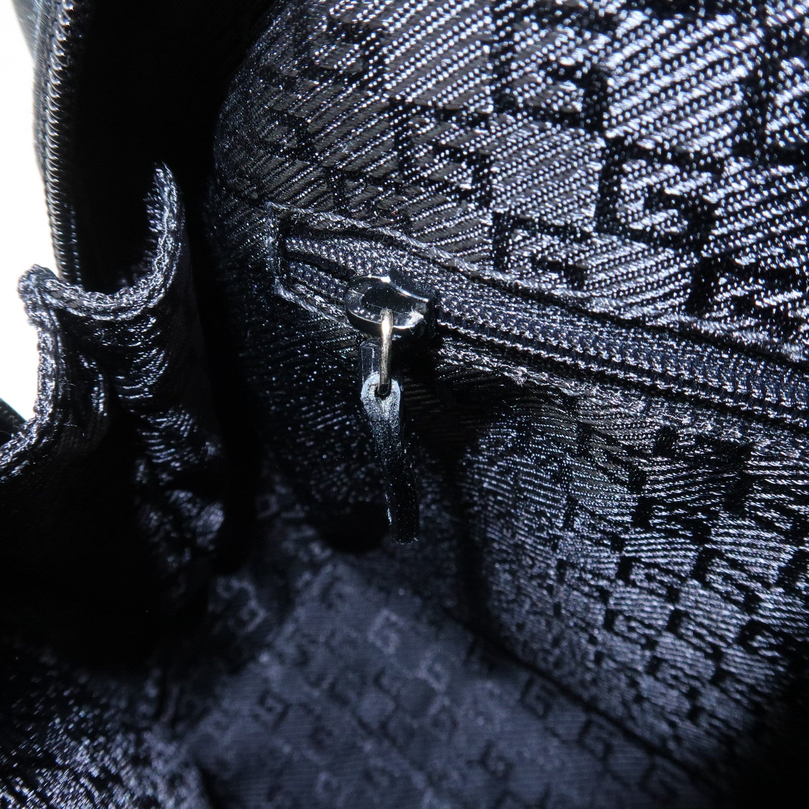 GUCCI Jackie Leather Hand Bag Tote Bag Black Gold 002.1071