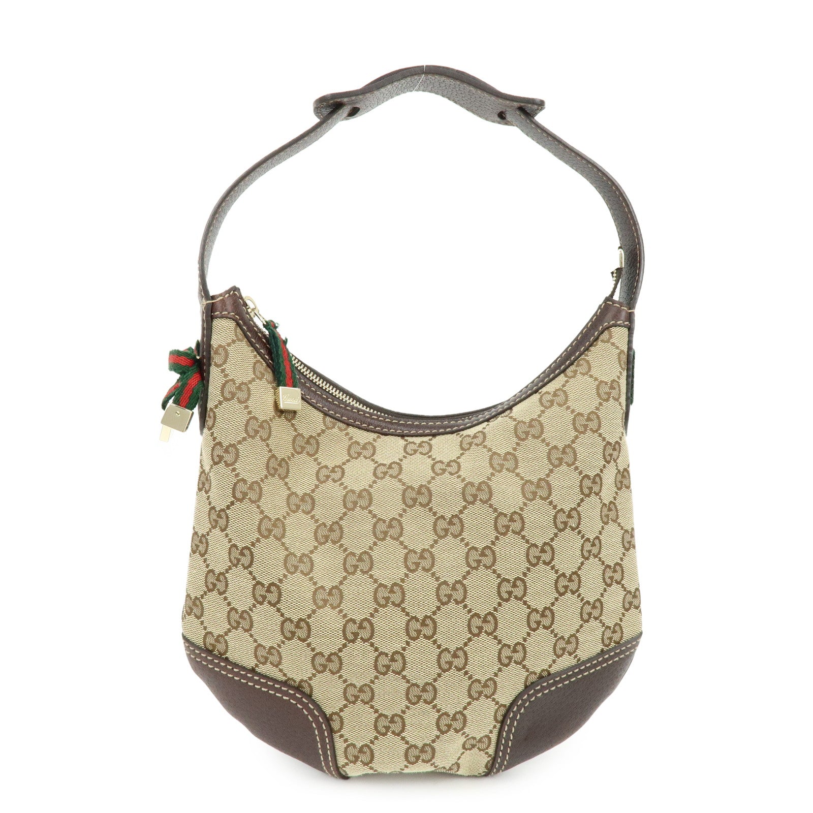 GUCCI Sherry GG Canvas Leather Shoulder Bag Beige Brown 162895