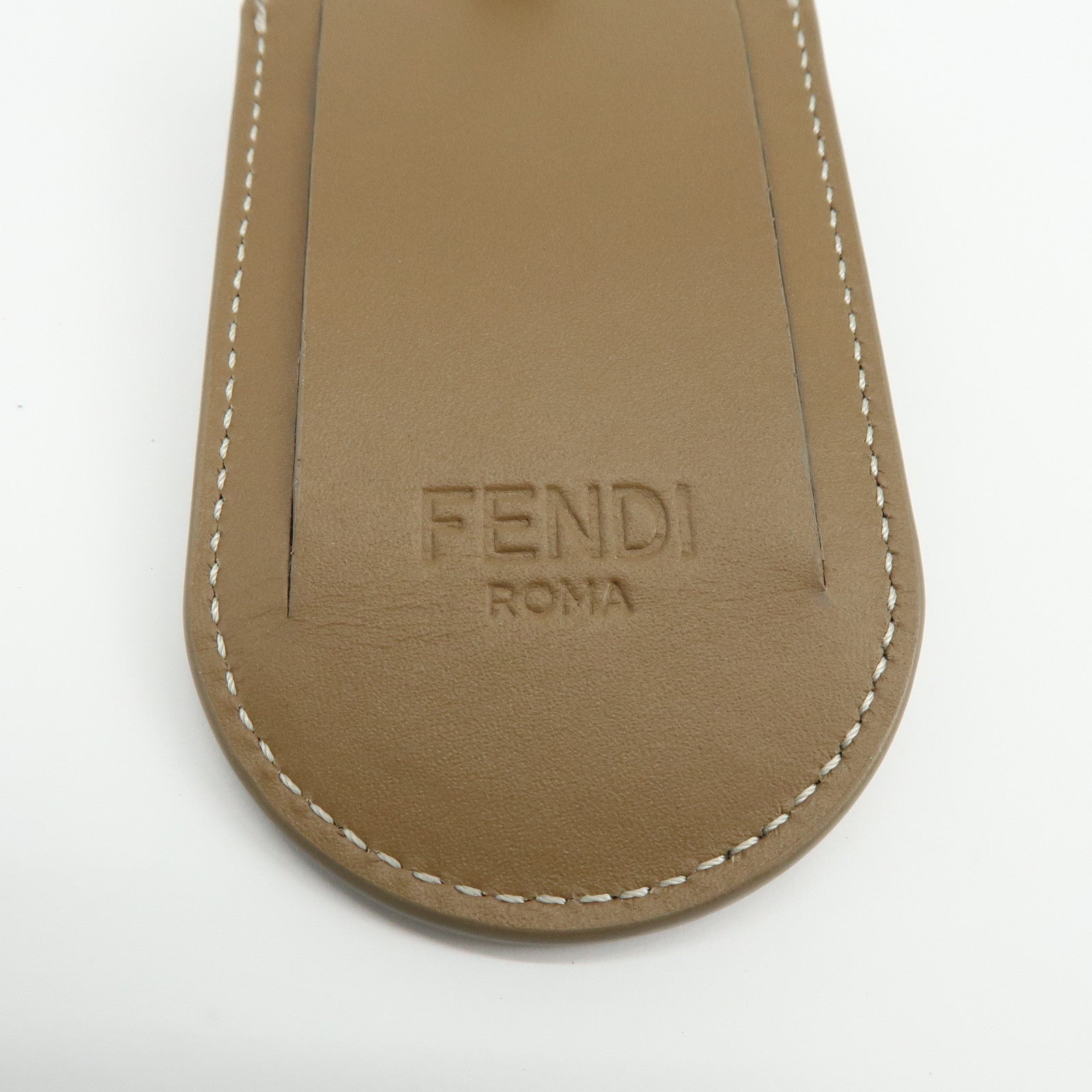 FENDI Zucca Leather Canvas Bag Charm Key Chain Brown Black