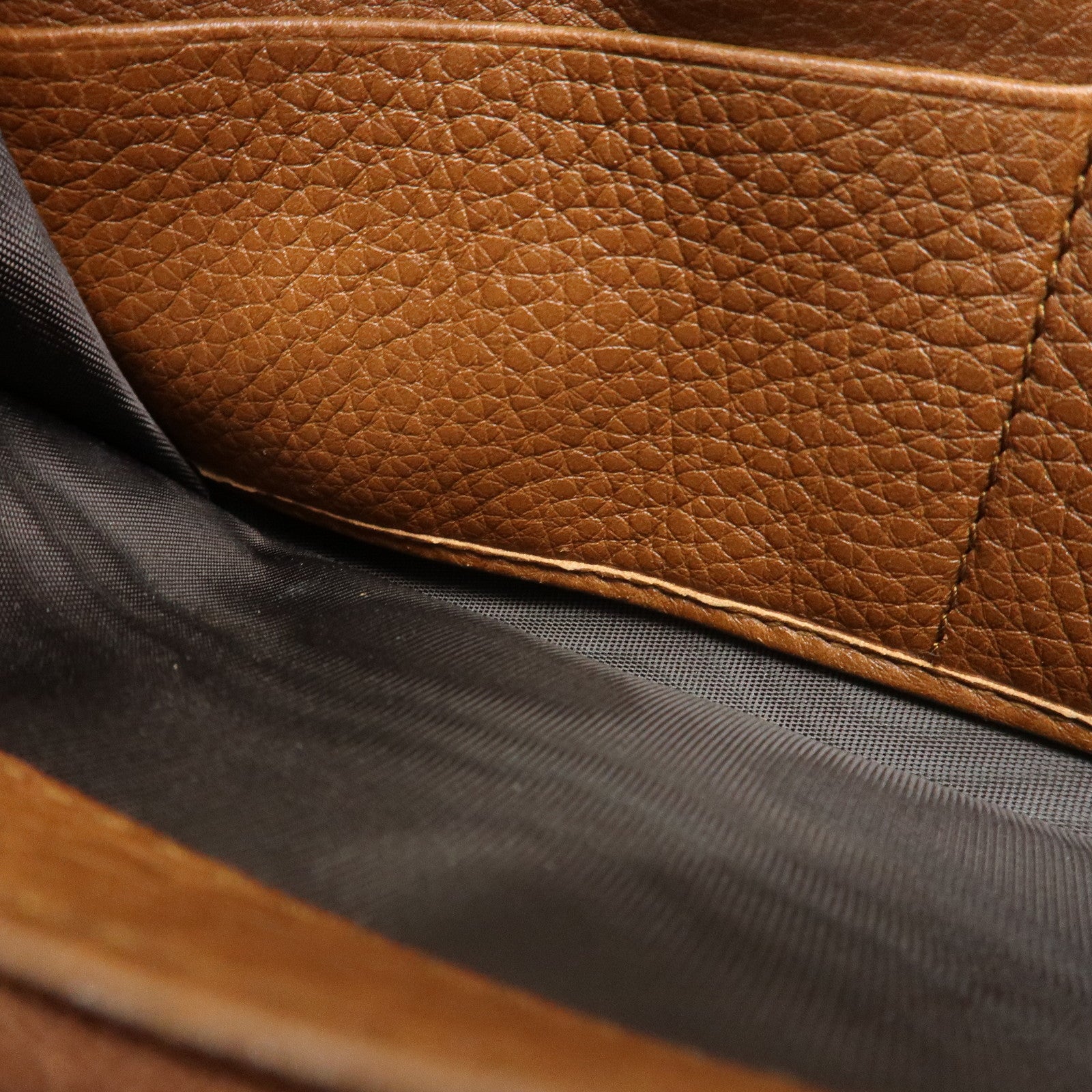 GUCCI Logo Leather Flap Long Wallet Brown 323396