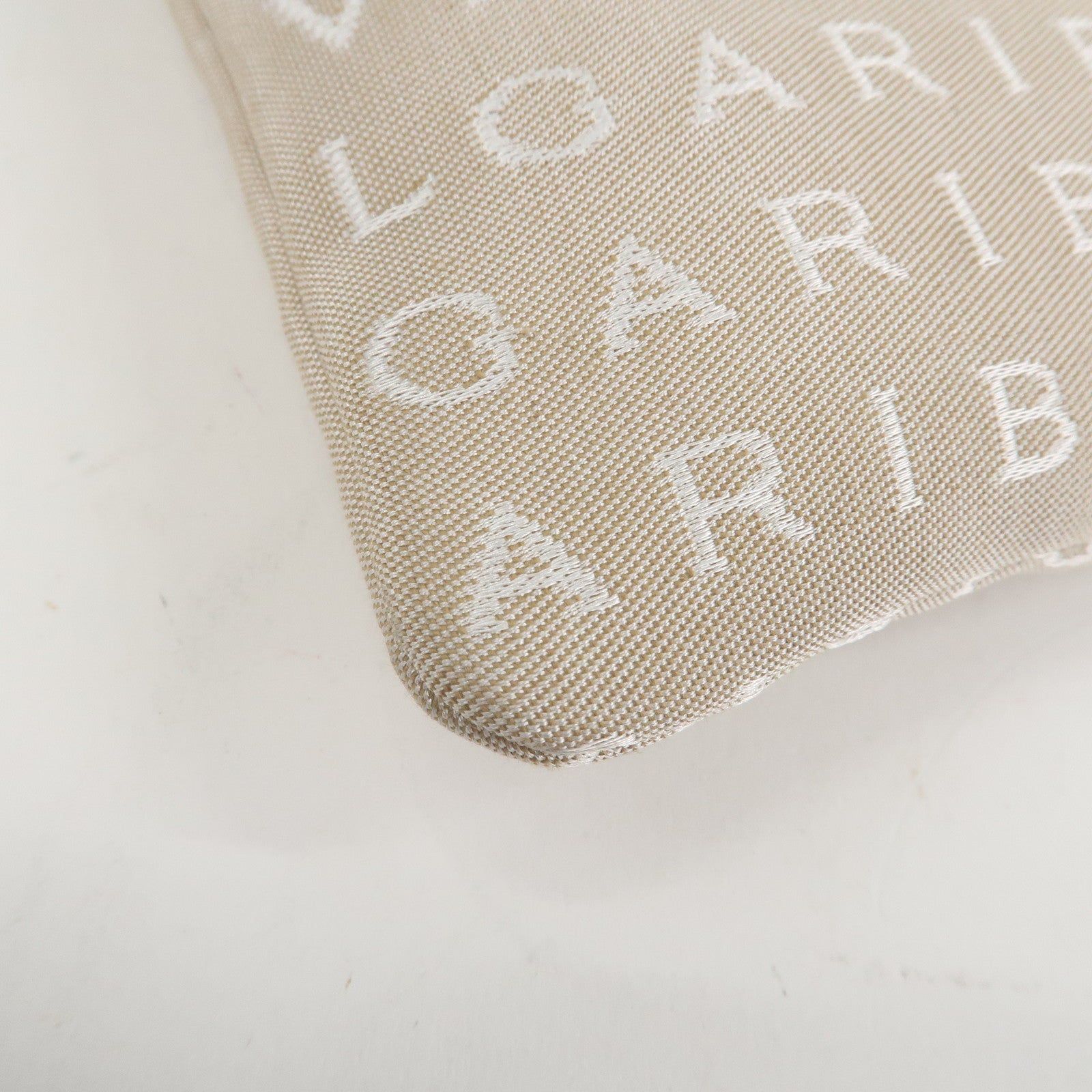 BVLGARI Logo Mania Leather Canvas Shoulder Bag Beige Brown