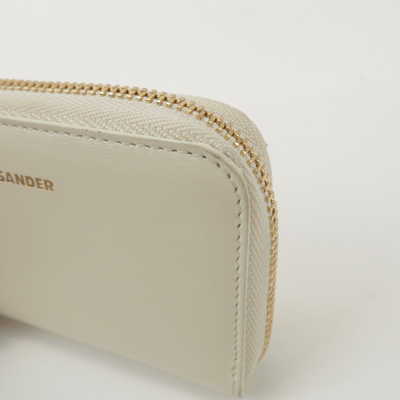 JIL SANDER Logo Leather Round Zippy Coin Case Coin Wallet Ivory