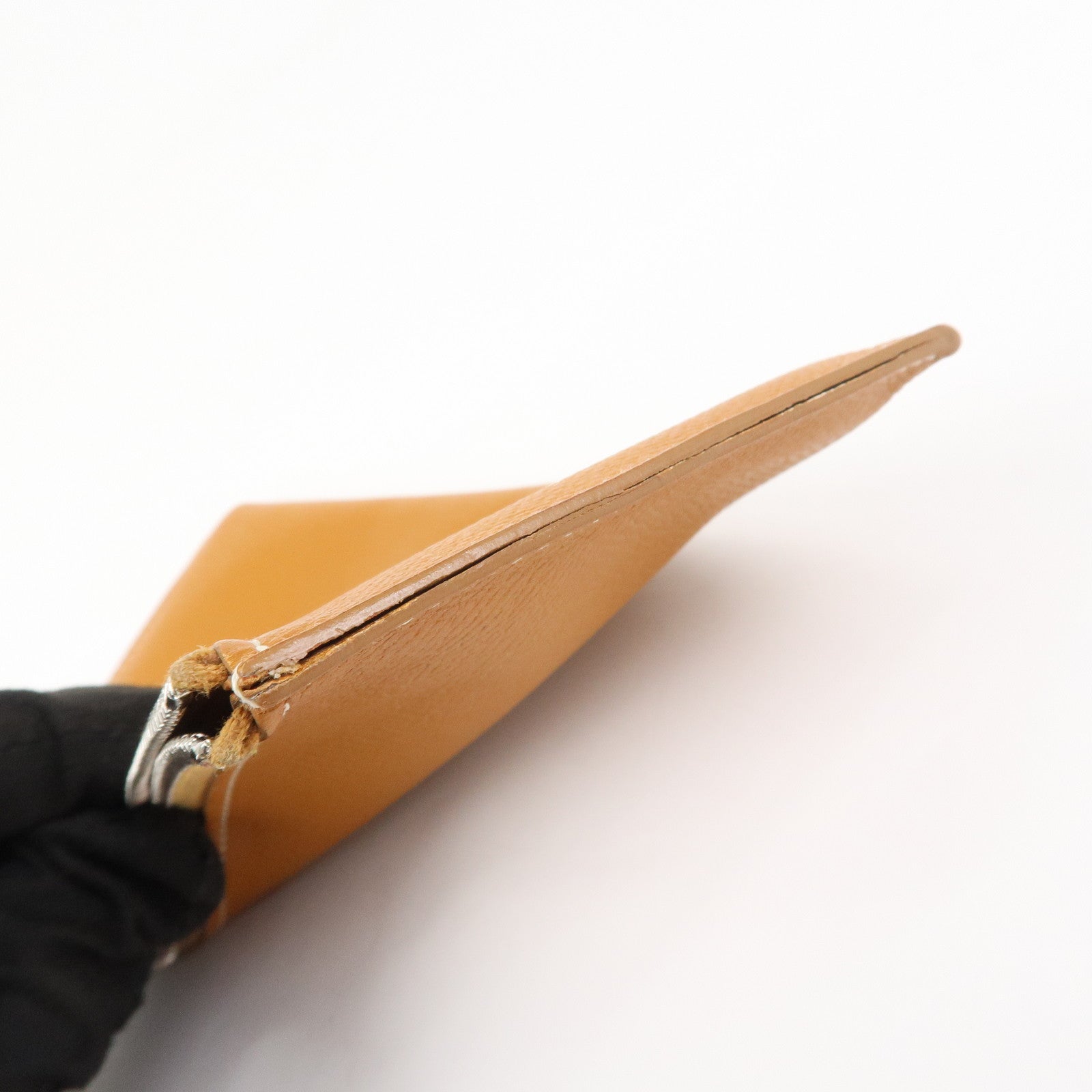 HERMES Logo Leather Passant X Stamped Flap Long Wallet Brown