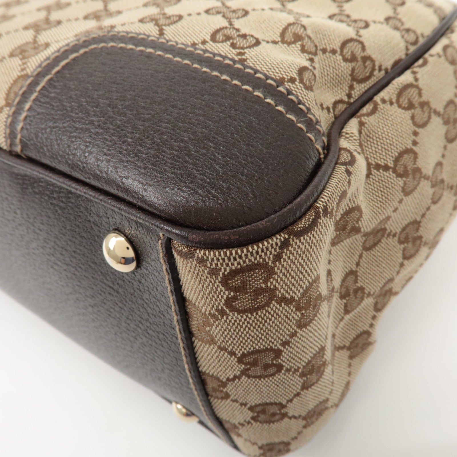 GUCCI Princy Sherry GG Canvas Leather Tote Bag Beige 177052 Used