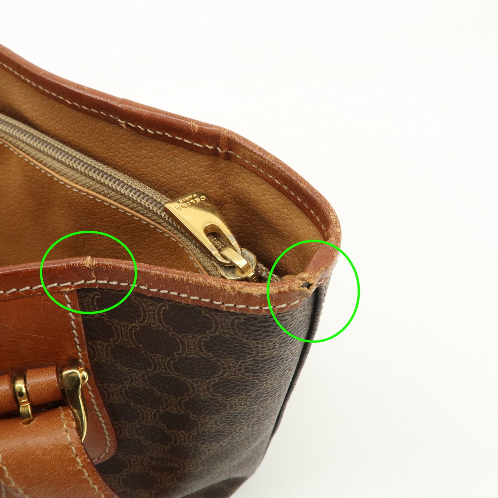 CELINE Macadam PVC Leather Shoulder Bag Tote Bag Brown