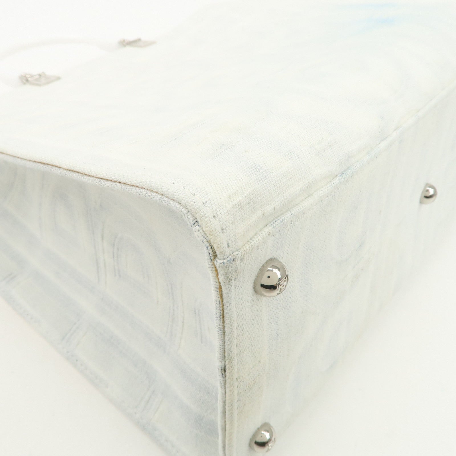 FENDI Leather Sunshine Medium 2Way Tote Bag Hand Bag White 8BH386 Used