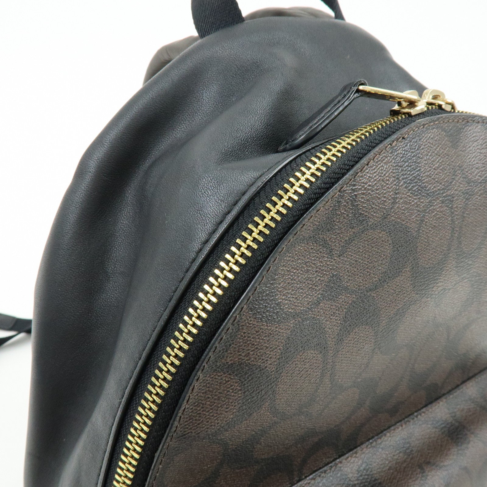 COACH Charlie PVC Canvas Leather Backpack Rucksack Dark Brown