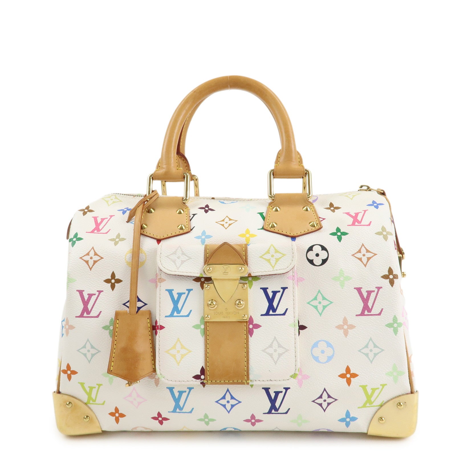 Louis Vuitton Monogram Multicolor Speedy 30 Hand Bag Blanc M92643 Used