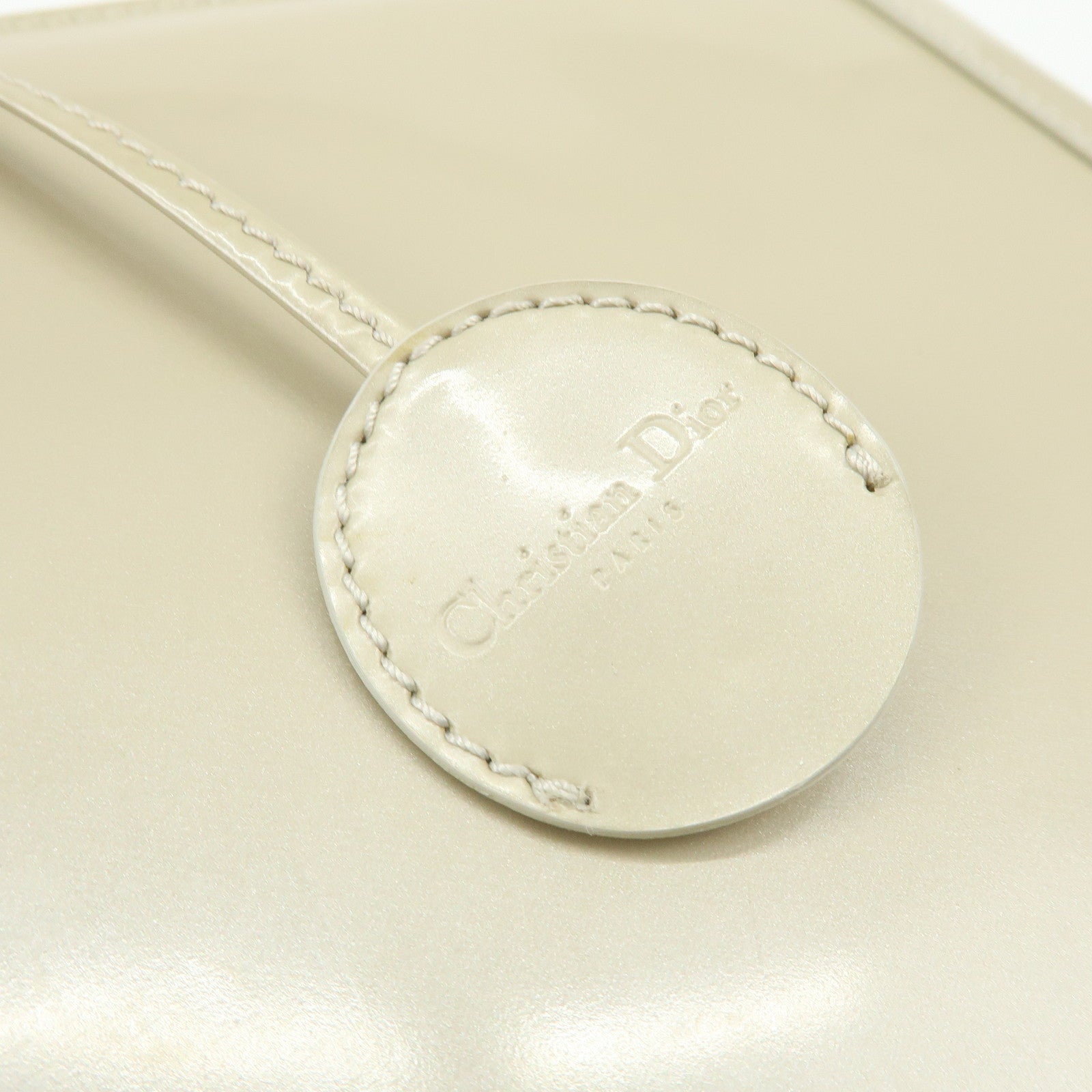 Christian Dior Maris Pearl Patent Leather Hand Bag Ivory