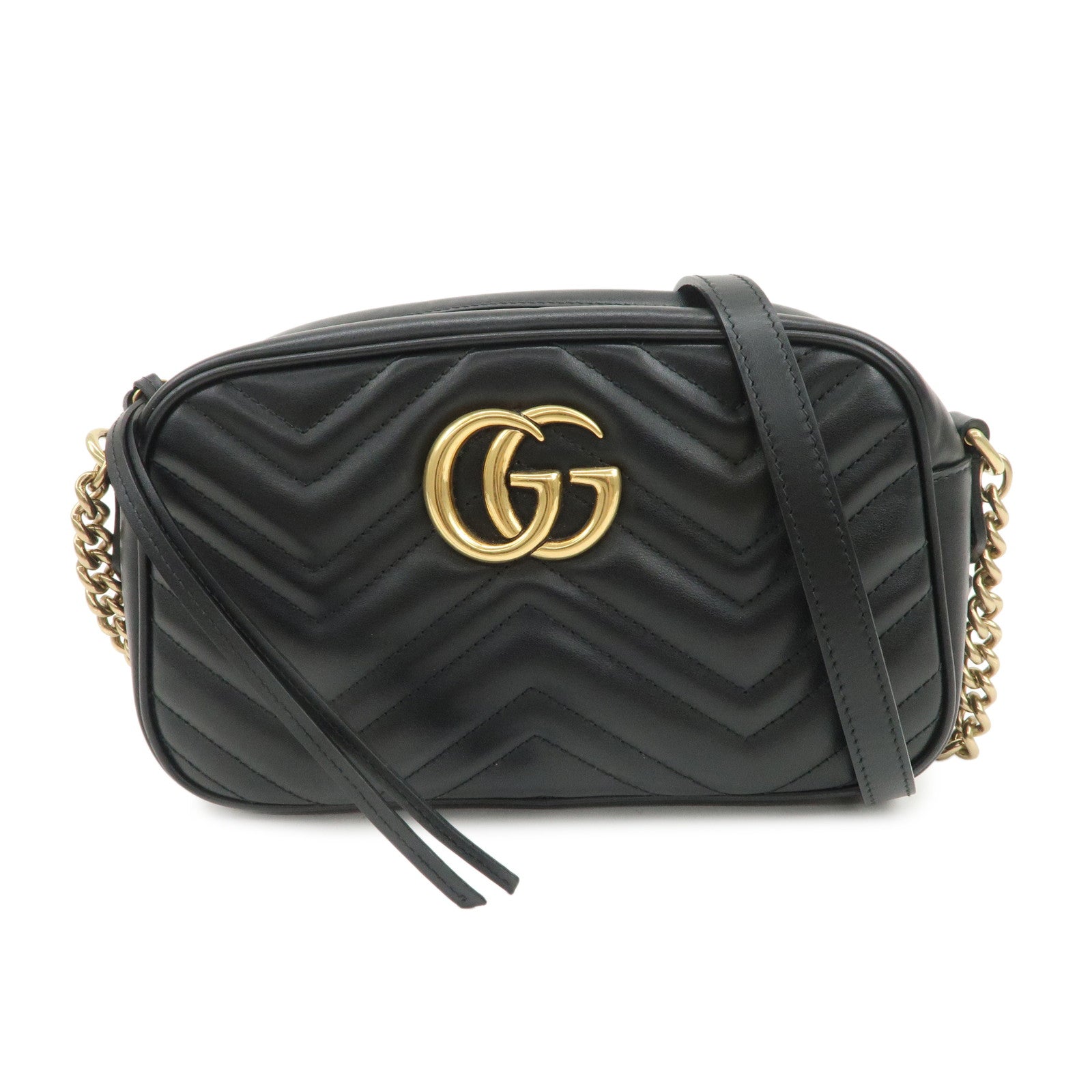 GUCCI GG Marmont Leather Shoulder Bag Crossbody Bag Black 447632