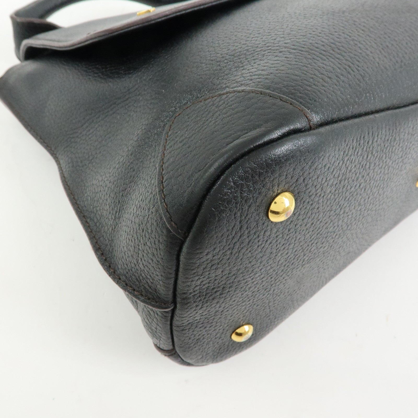 MCM Leather 2Way Bag Hand Bag Shoulder Bag Crossbody Bag Black