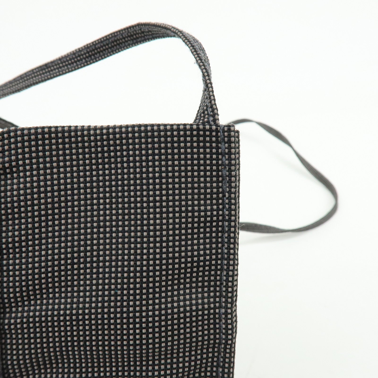 HERMES Herline Canvas Leather Shoulder Bag Crossbody Bag Black
