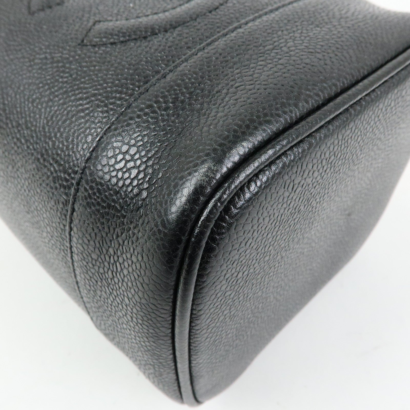 CHANEL COCO Mark Cavairskin Vanity Bag Hand Bag Black A01998