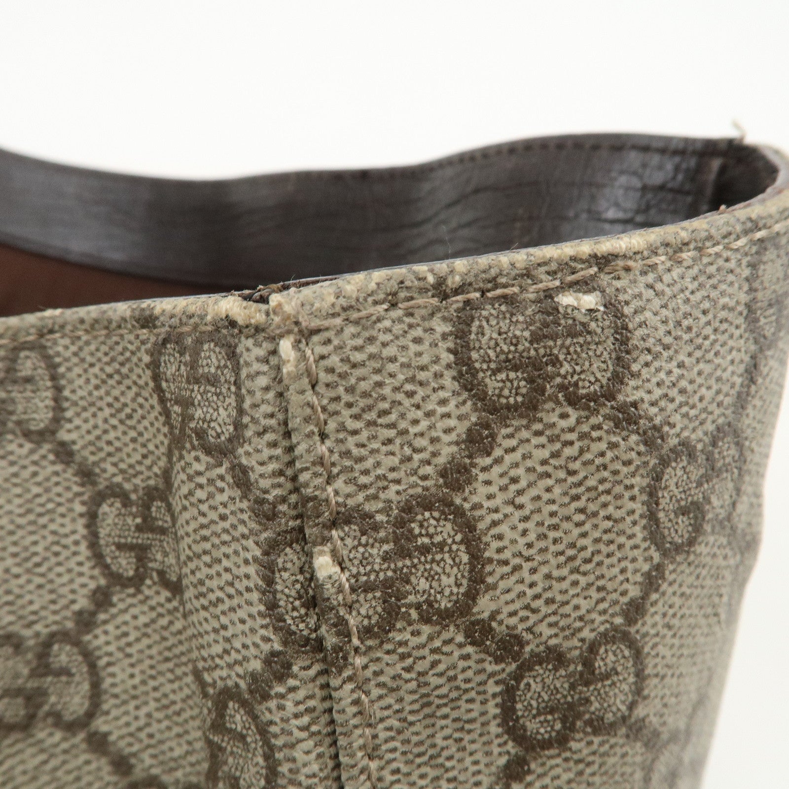 GUCCI GG Supreme Canvas Leather Tote Bag Shoulder Bag Brown 141624