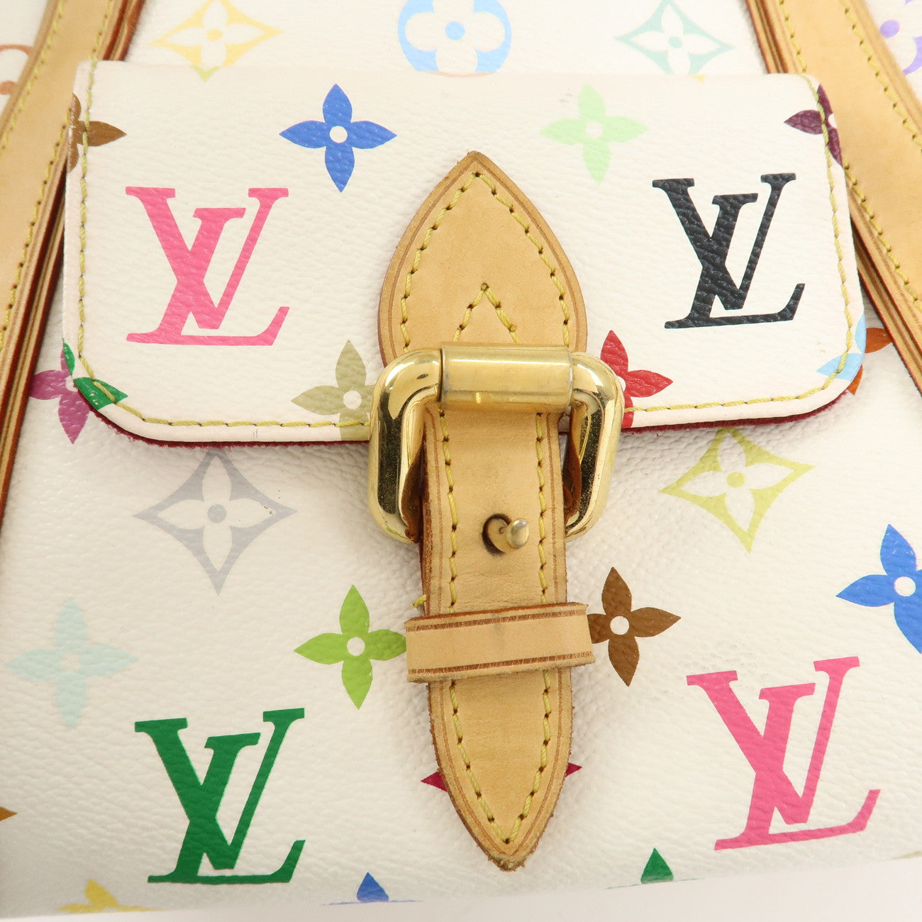 Louis Vuitton Monogram Multicolor Priscilla Hand Bag Blanc M40096 Used
