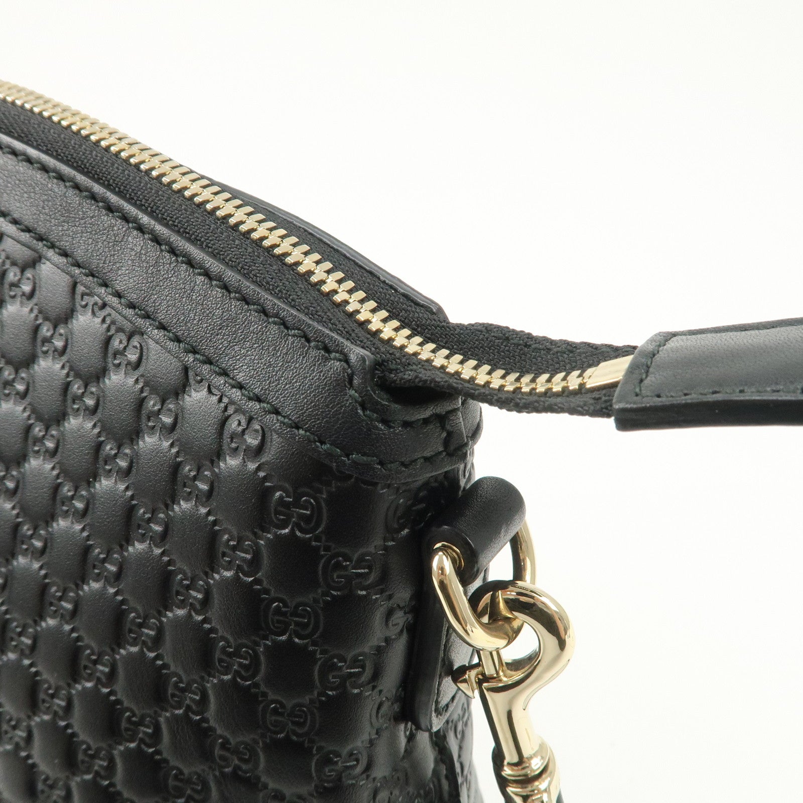 GUCCI Micro Guccissima Leather 2Way Bag Shoulder Bag Black 449658 Used