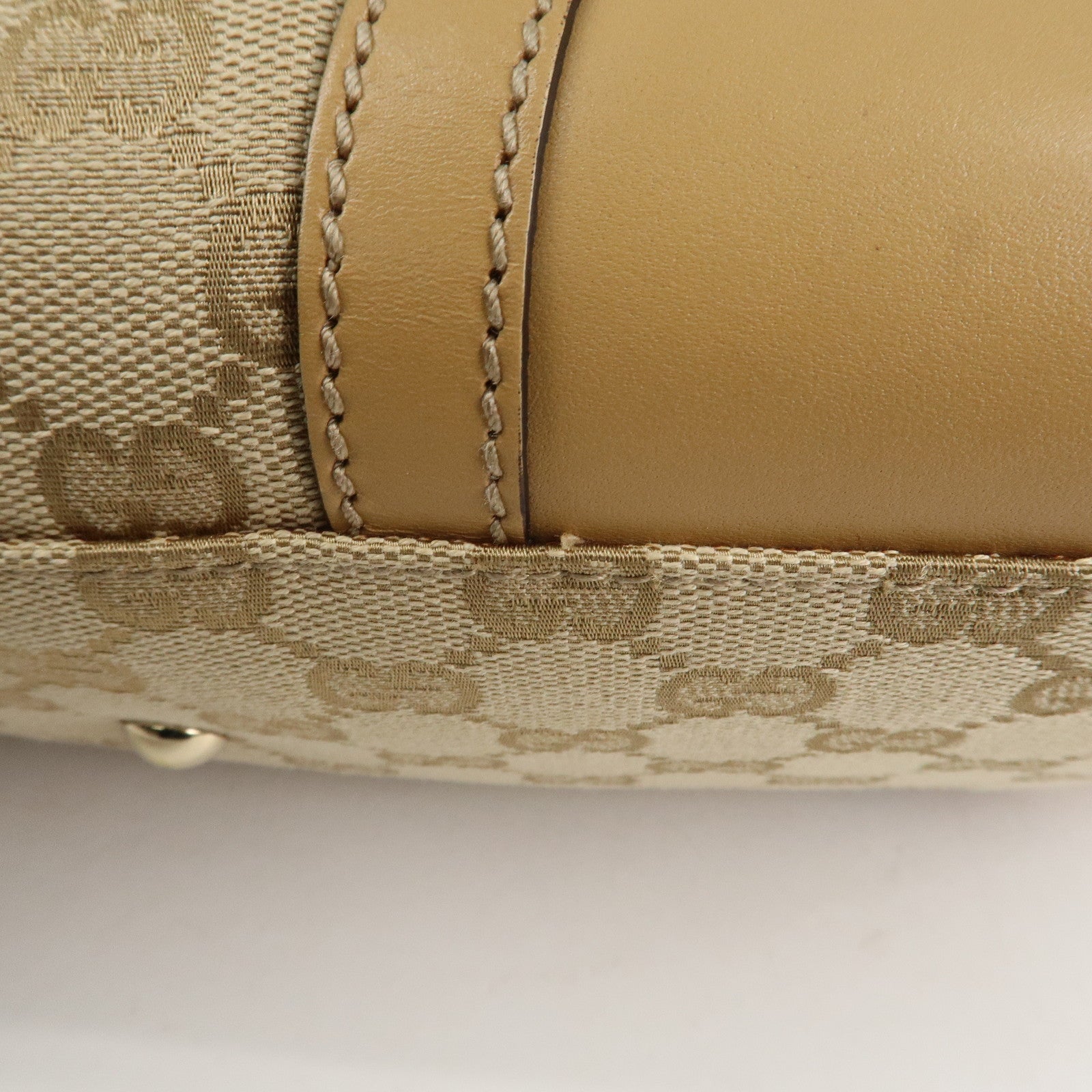 GUCCI Horsebit Sherry GG Canvas Leather Tote Bag Beige 232936 Used