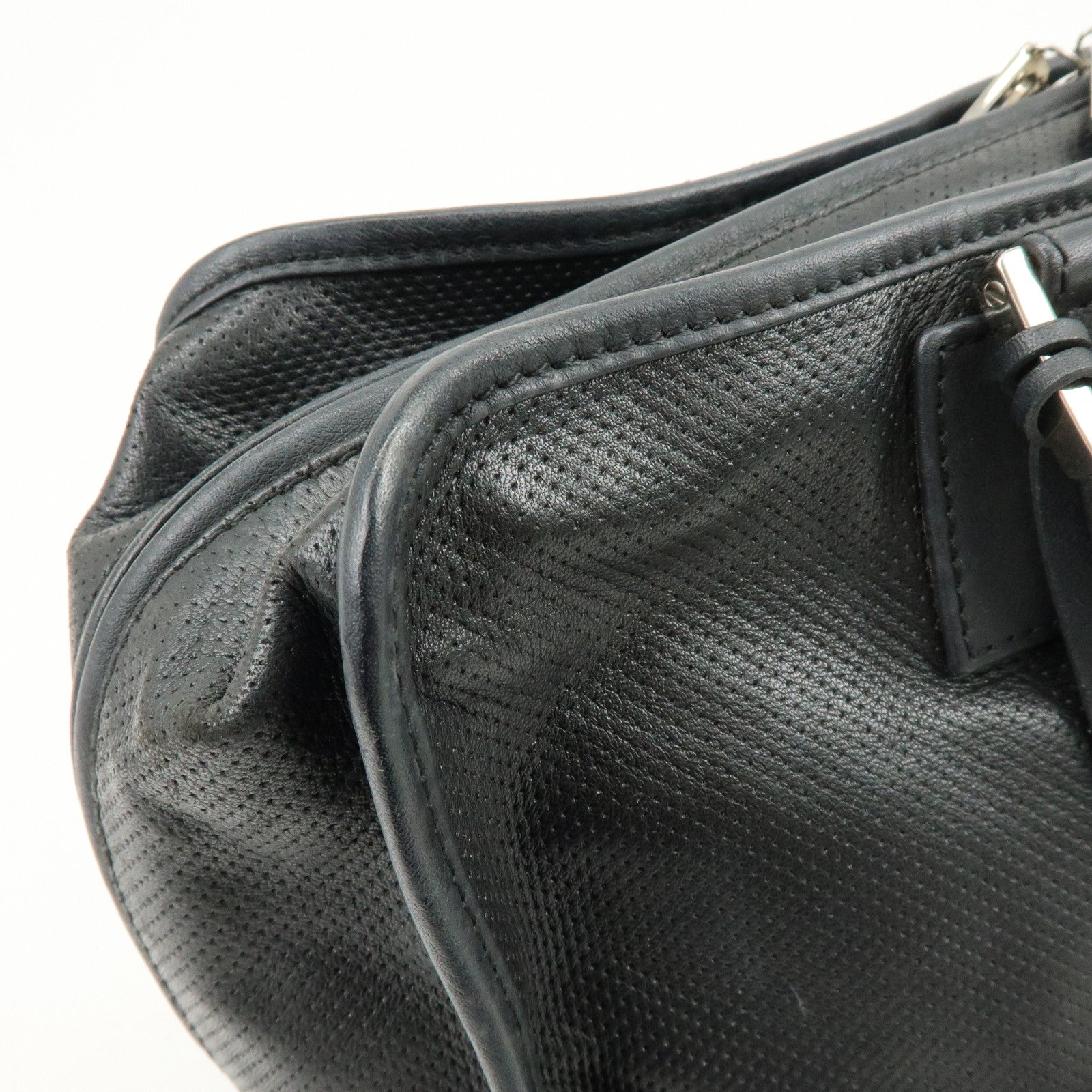 LOEWE Anagram Leather Amazona 36 Hand Bag Boston Bag Black