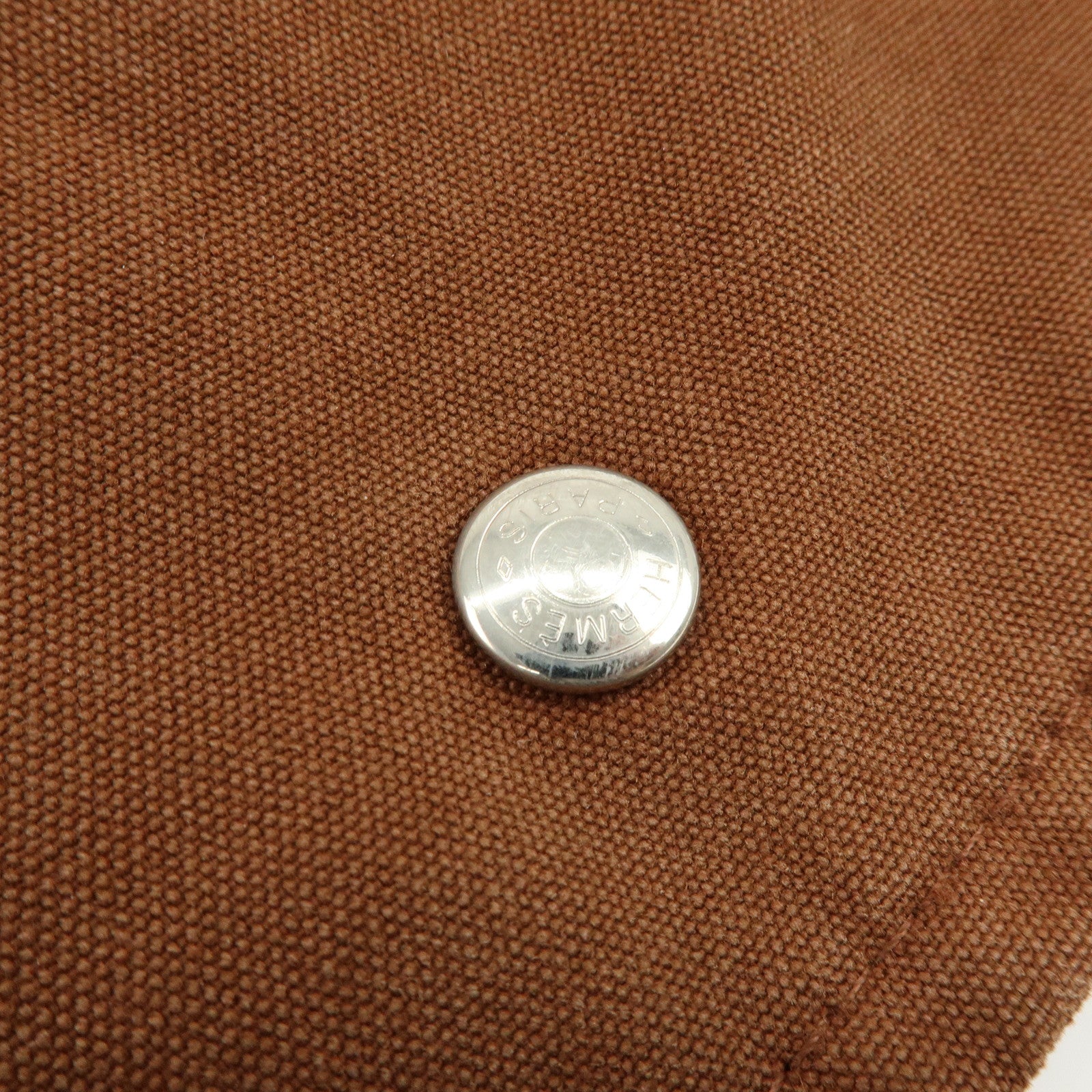 HERMES Basas MM Fourre Toute Canvas Shoulder Bag Brown