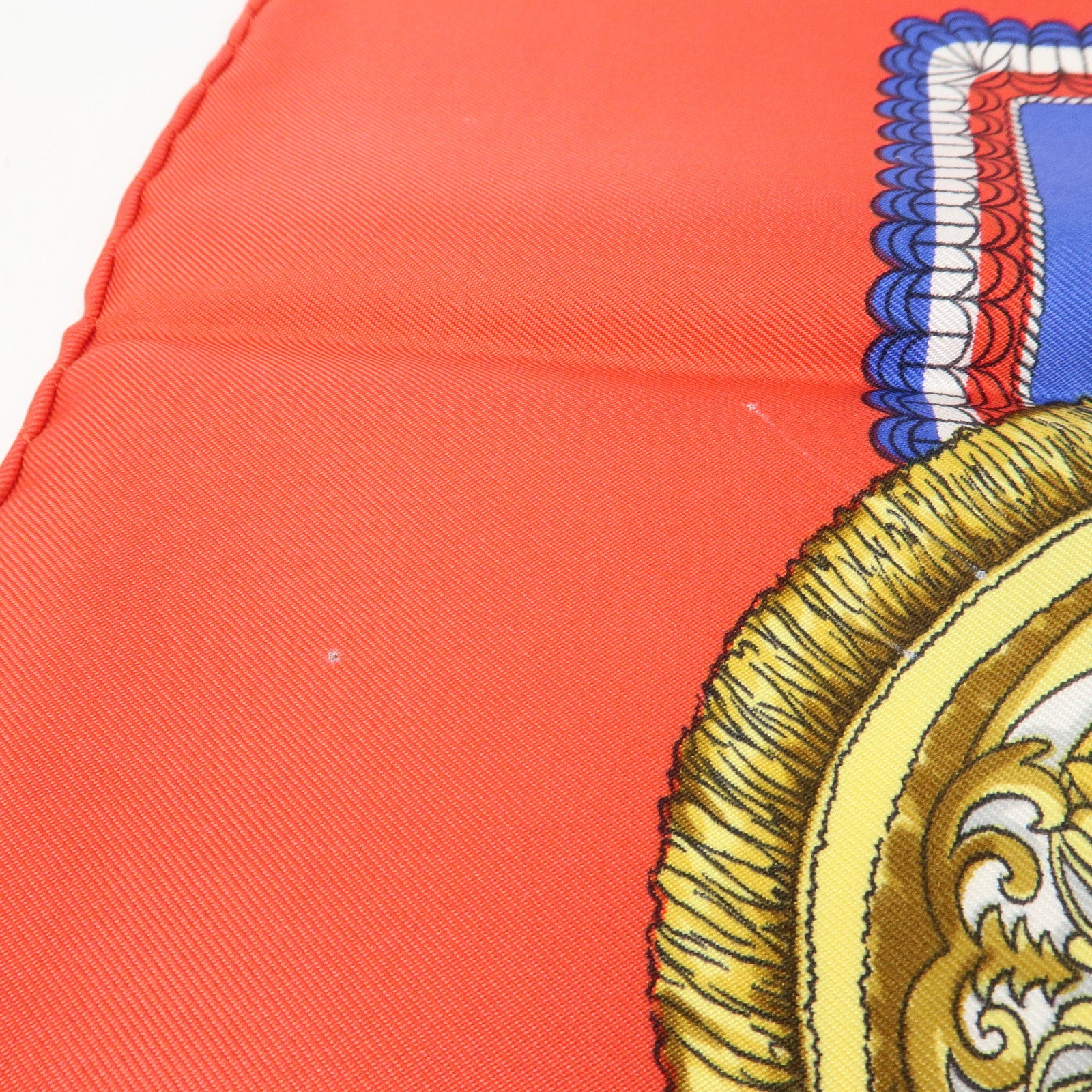 HERMES Carre 90 Silk 100% Scarf SELLES A HOUSSE Blue White Gold Red